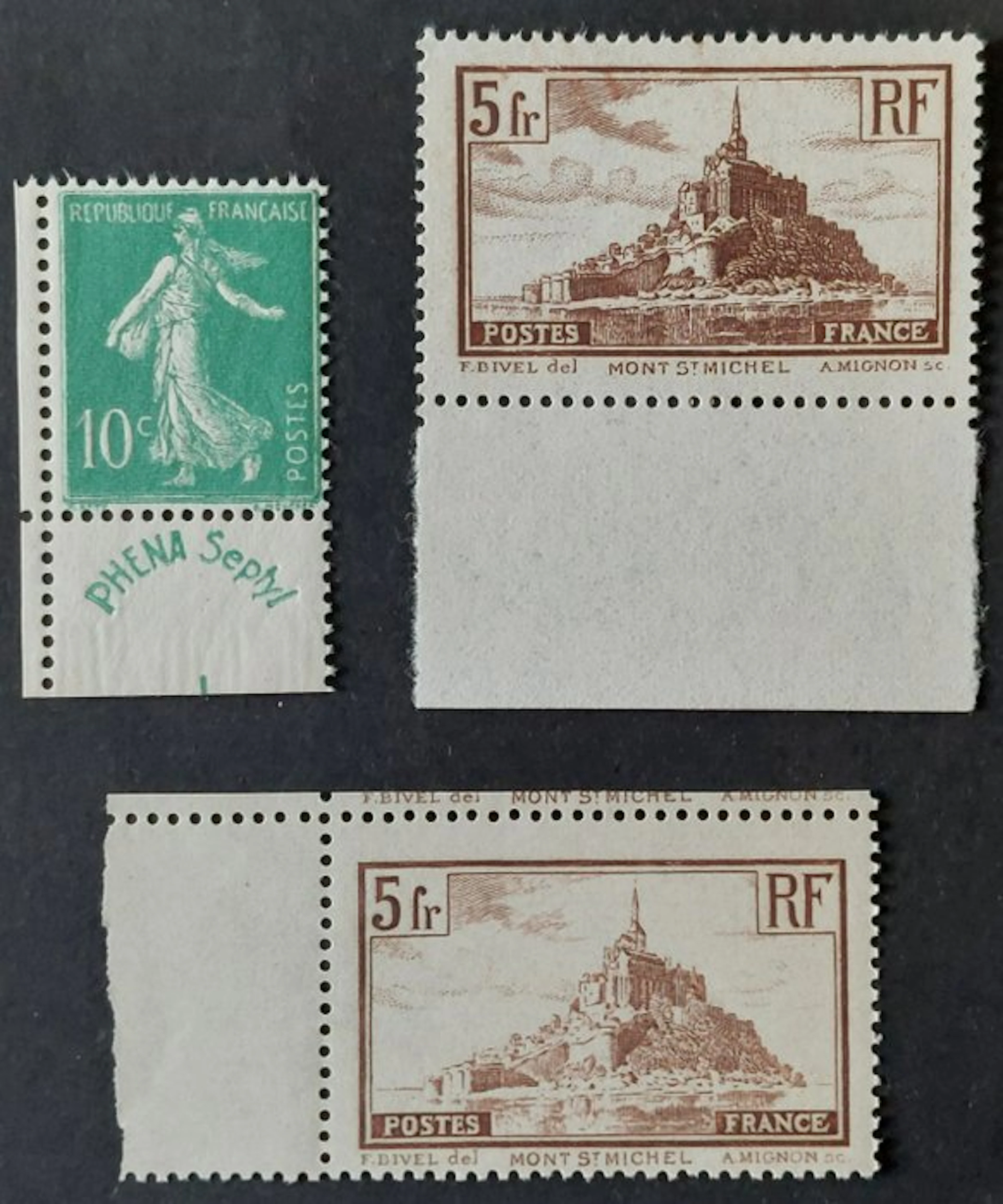 France 1924/31 - Selection of 3 new stamps** - Yvert 188, 260 et 260a