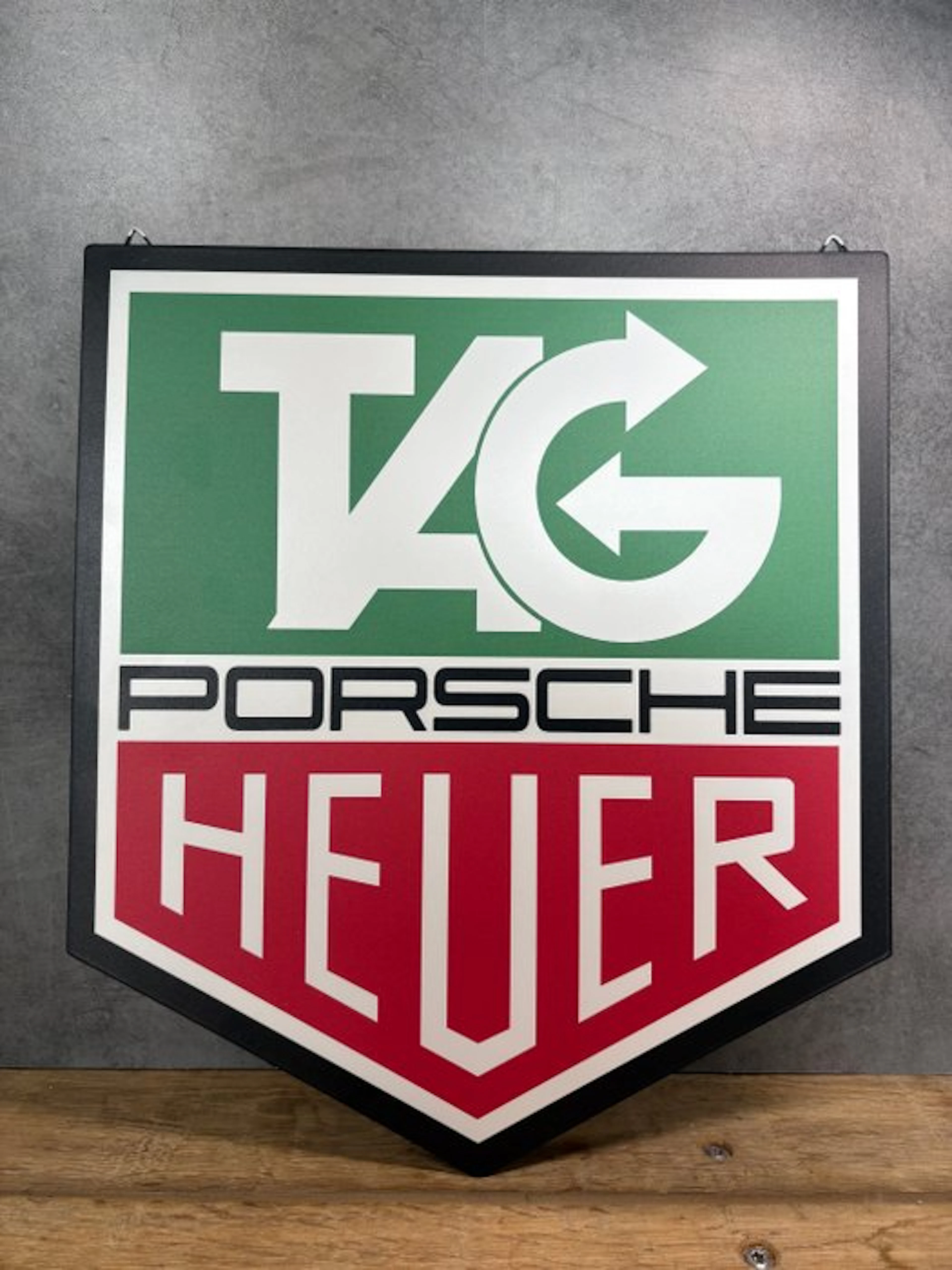 Magnificent Porsche Tag Heuer emblem - Metal plaque - 40cm x 35cm