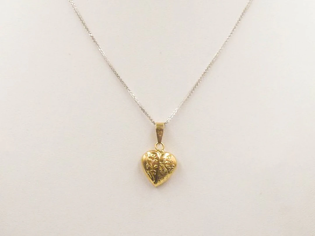 Necklace with pendant - 18 kt. White gold