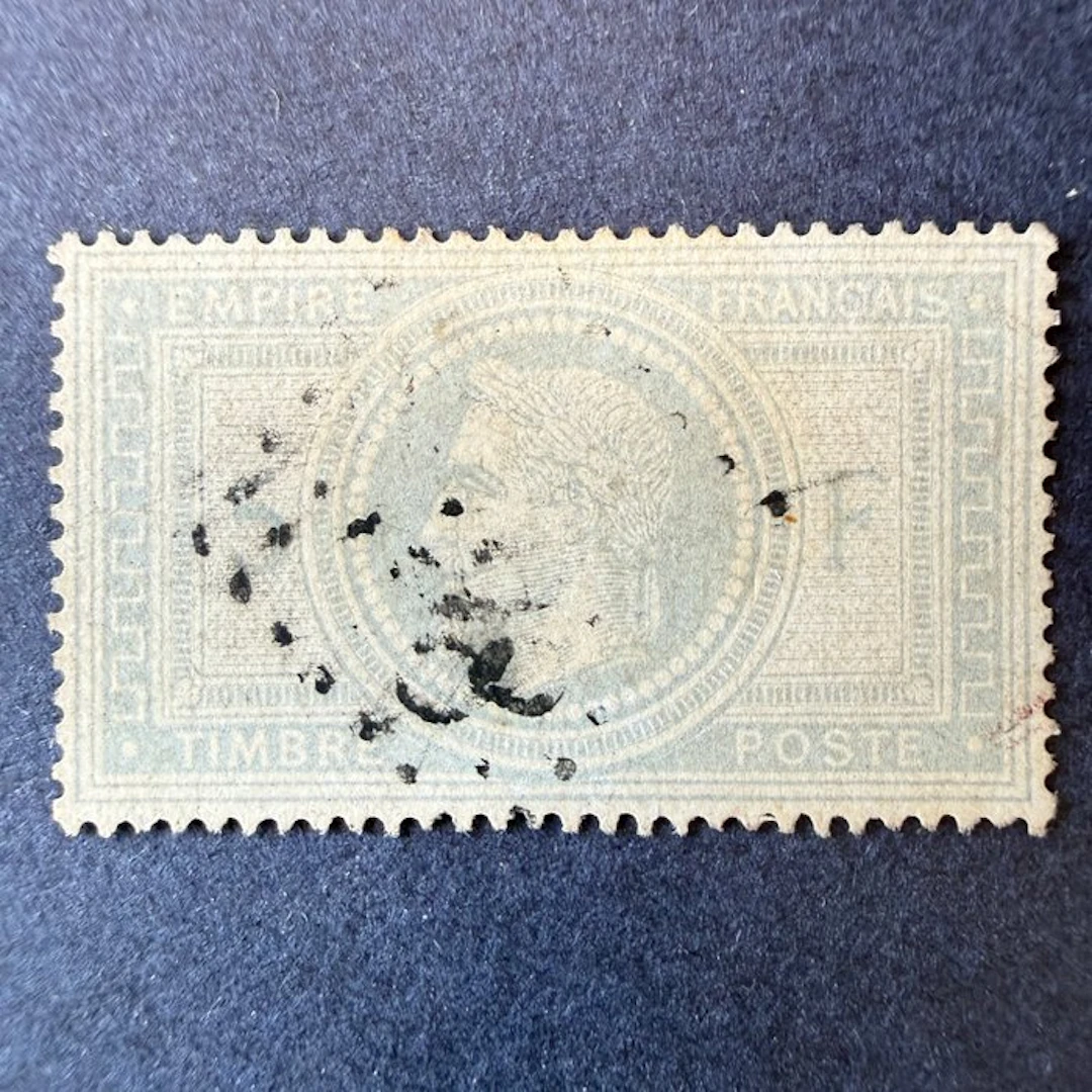 France - Yvert 33 "Napoléon laureate 5fr" cancelled. Catalogue value