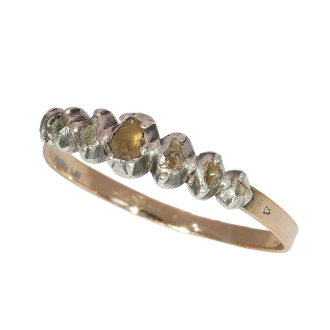 Ring - 18 kt. Rose gold, Silver - Diamond - Antique ca. 1835