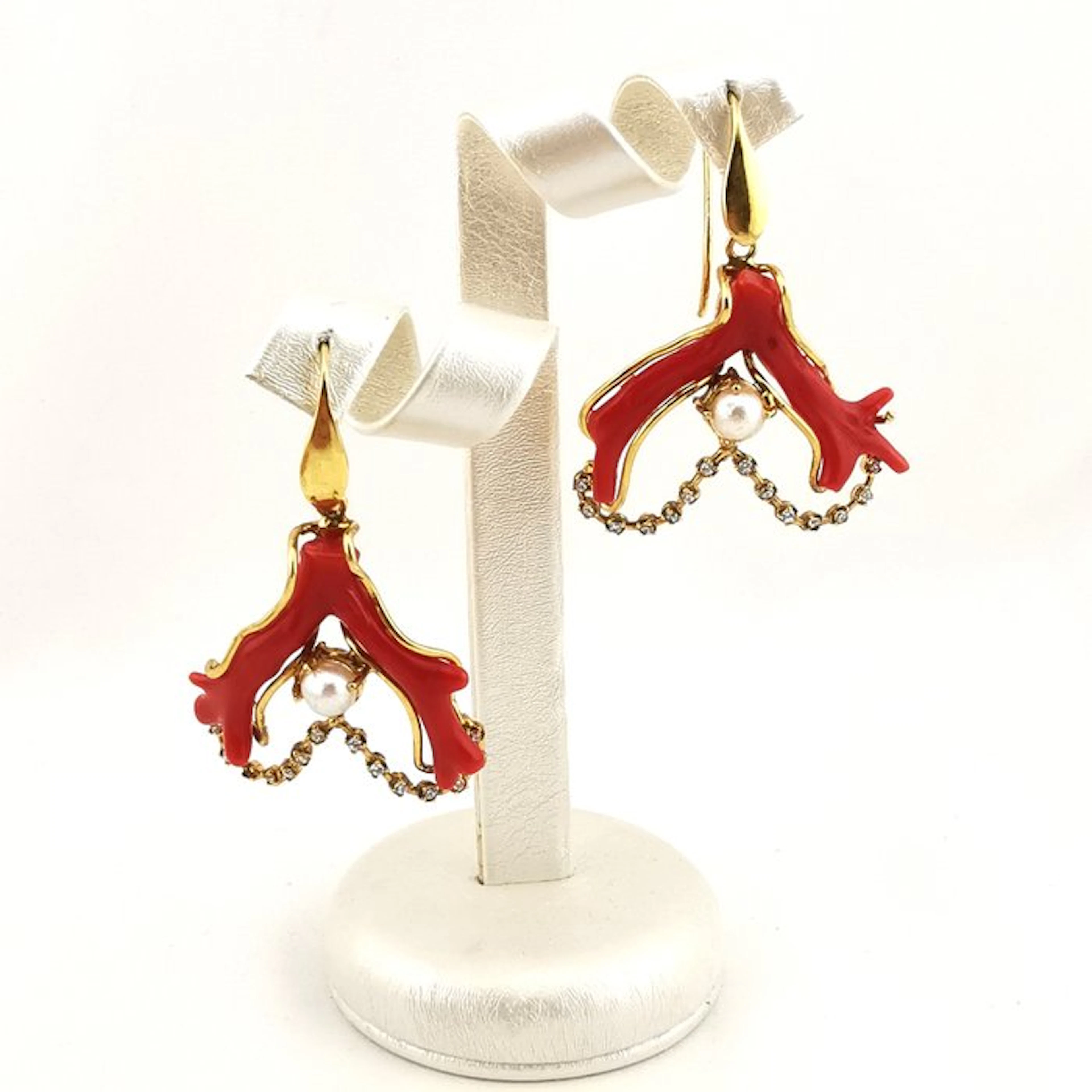 Coral - Silver - Earrings - Italian Craftsmanship