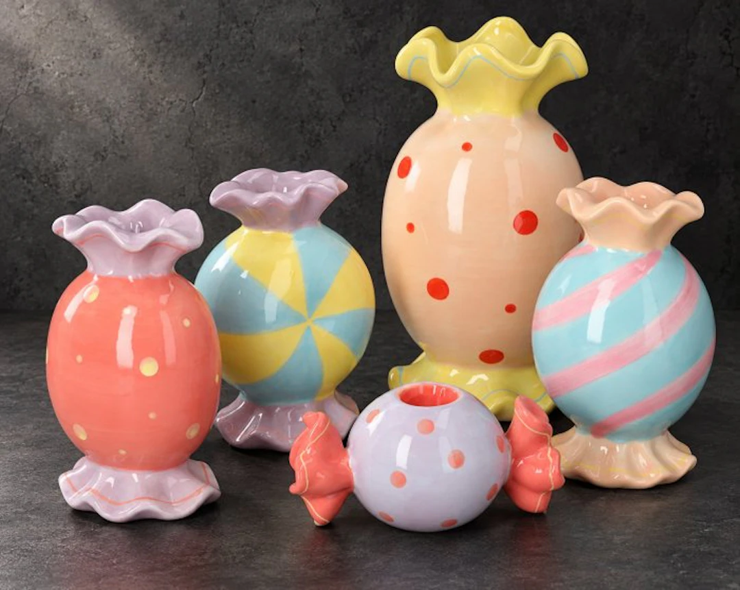 Candlestick (5) - Ceramic - Candle holders set