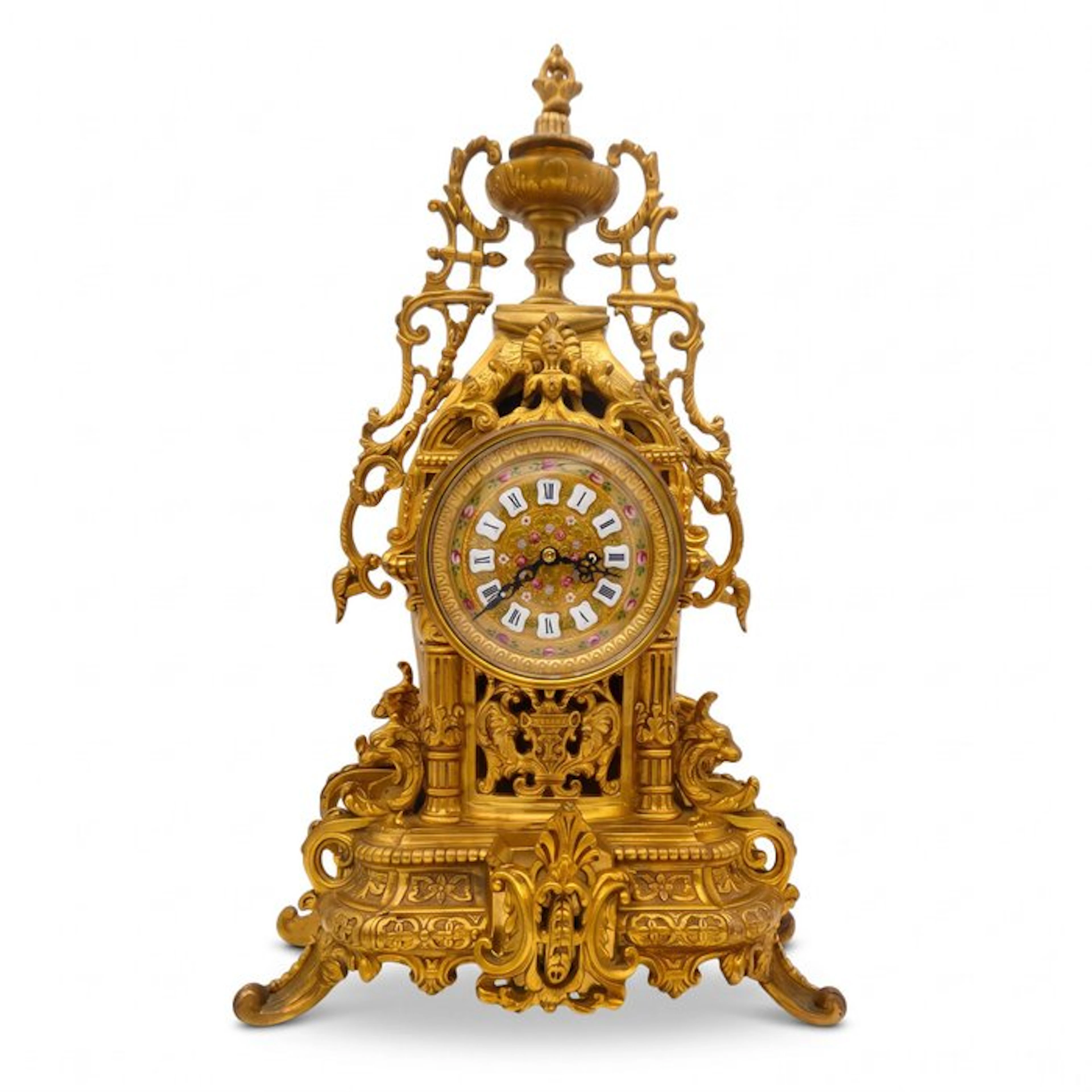 Console clock - Franz Hermle & Sohn Baroque Brass - 1960-1970