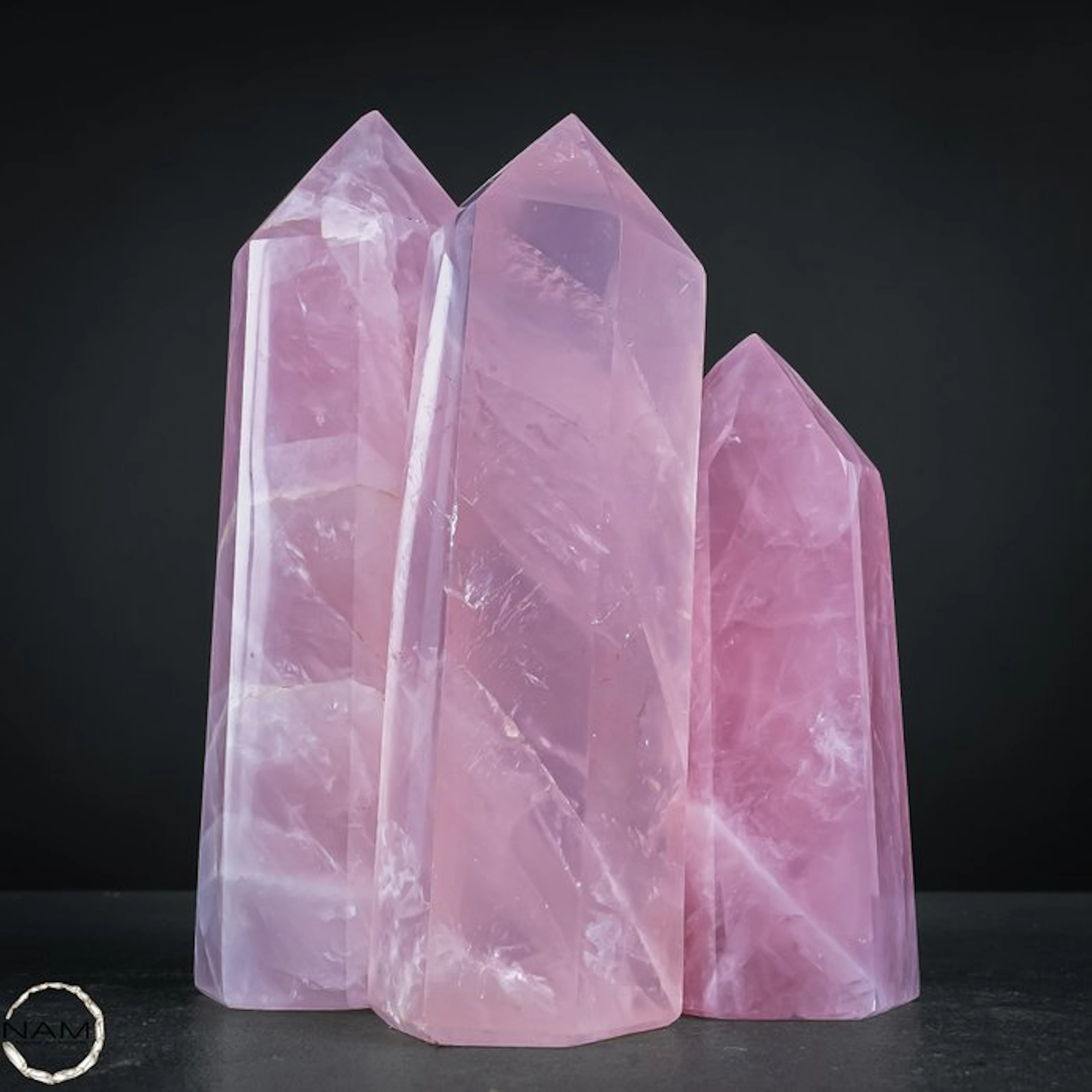 Natural rose quartz set from Brazil – 3 polished obelisks- 2058.14 g - (3)