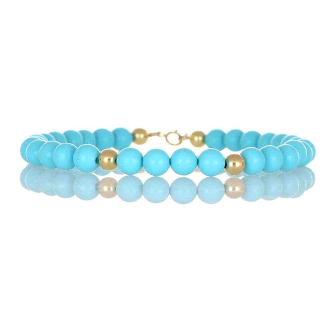 No reserve price - Bracelet - 18 kt. Yellow gold Turquoise