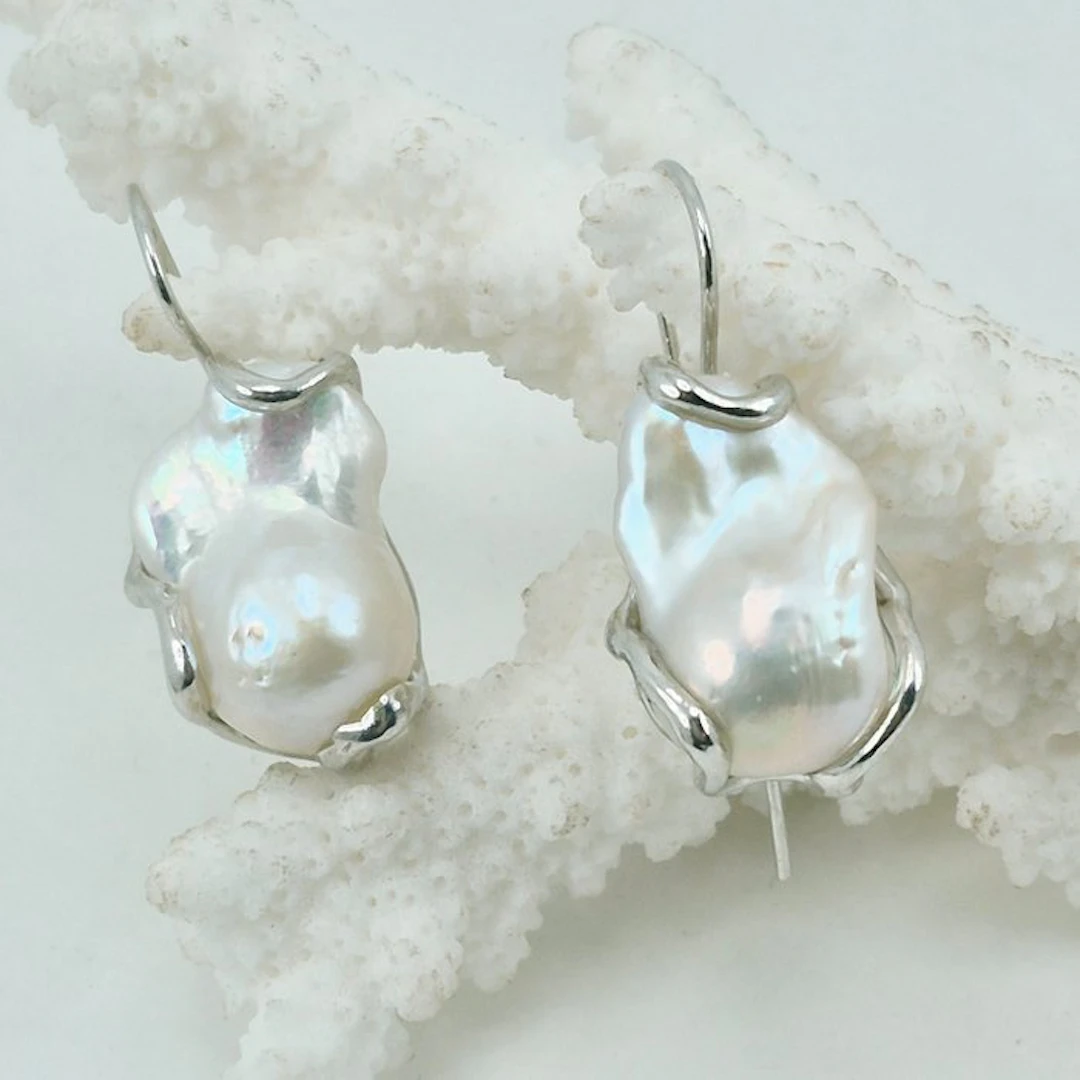 Silver - Earrings - Cultivated Baroque Pearls