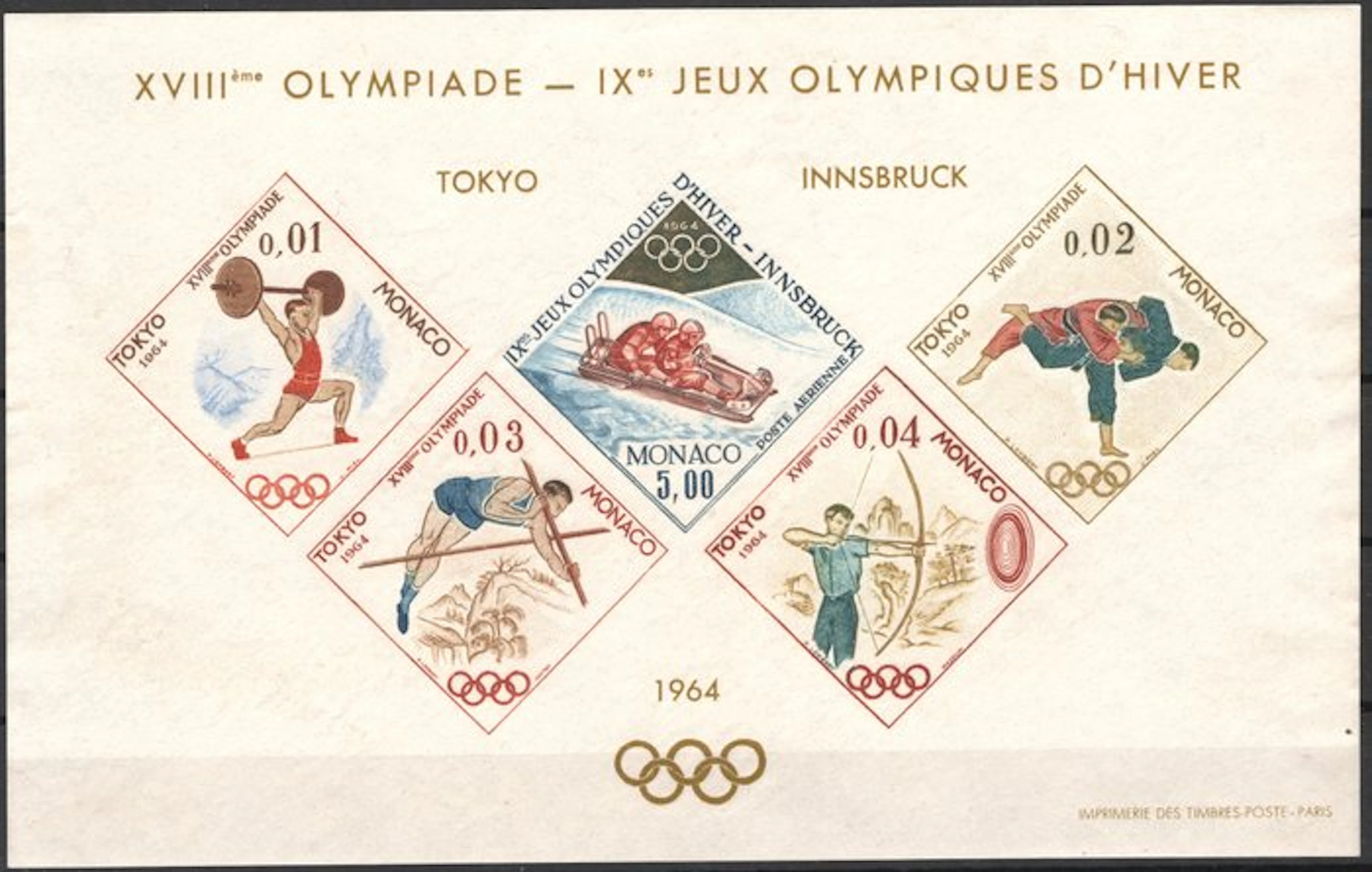 Monaco 1964 - Special miniature sheet Tokyo 1964 Olympic...