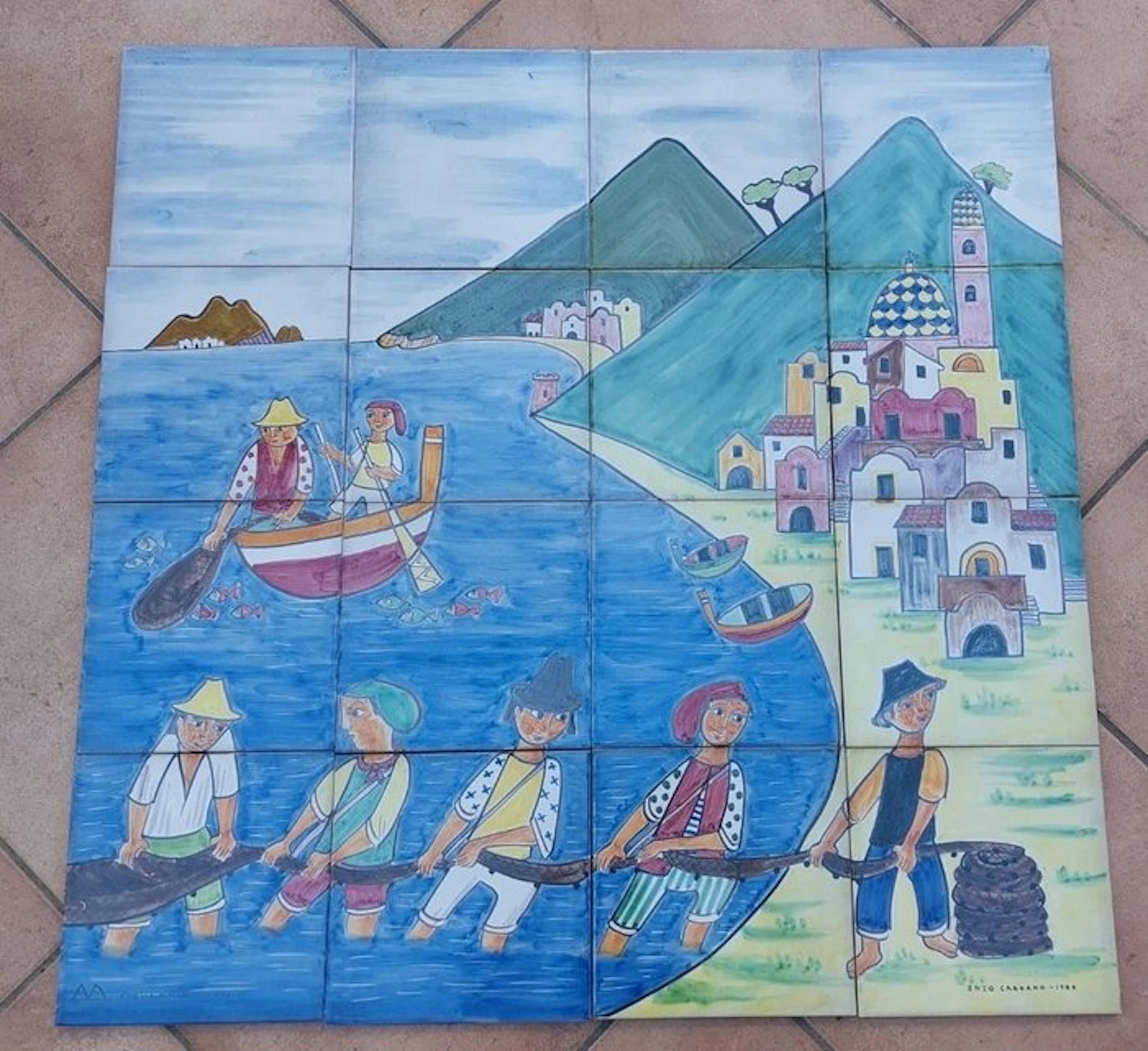 Enzo Carrano - Pannello Ceramica Vietrese stile...