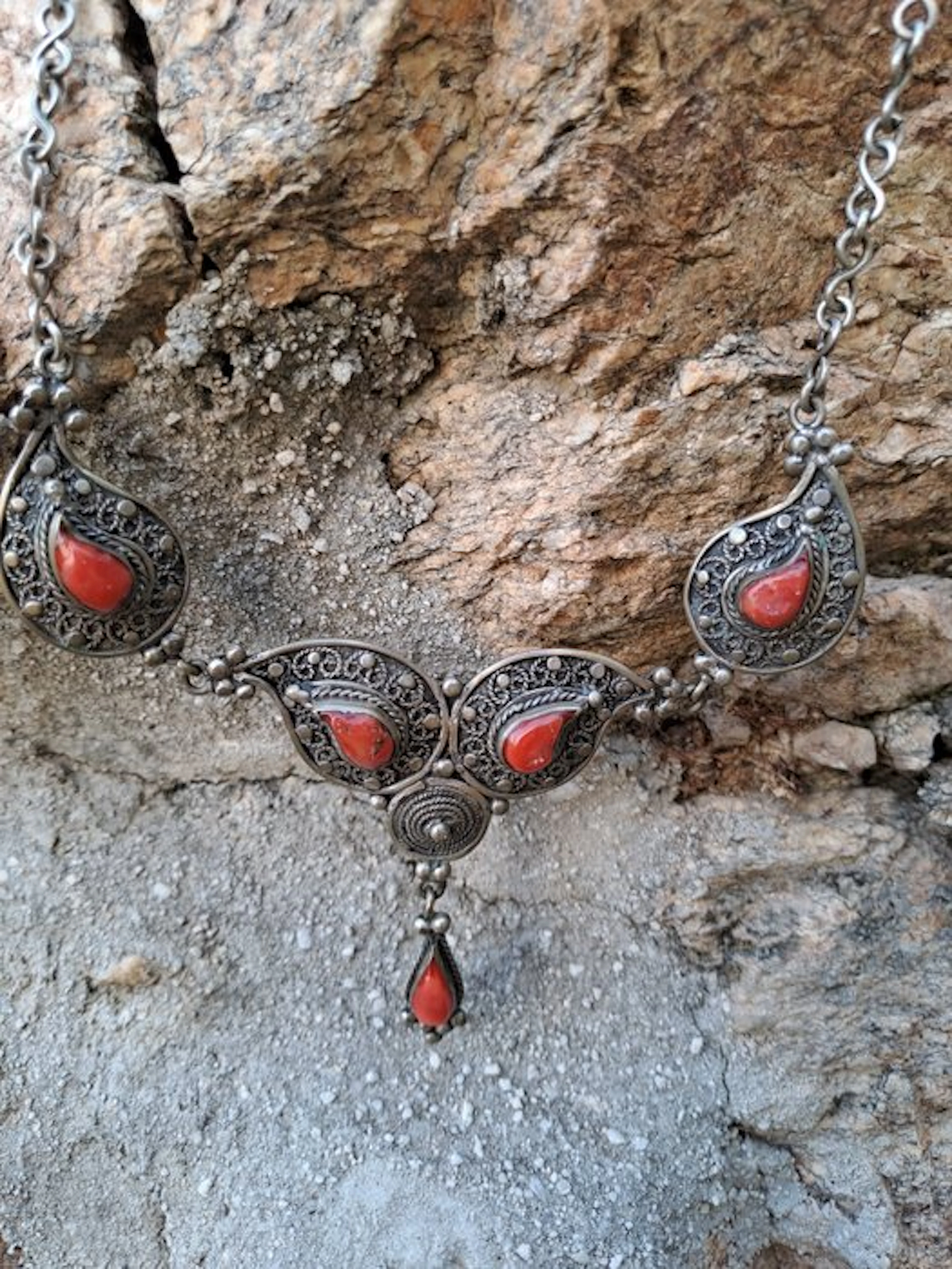 Vintage Berber necklace - Silver - Morocco - 20th century
