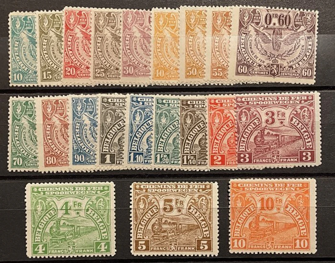 Belgium 1920 - Railway stamps "Winged Wheel issue London" - OBP. TR. 79/99