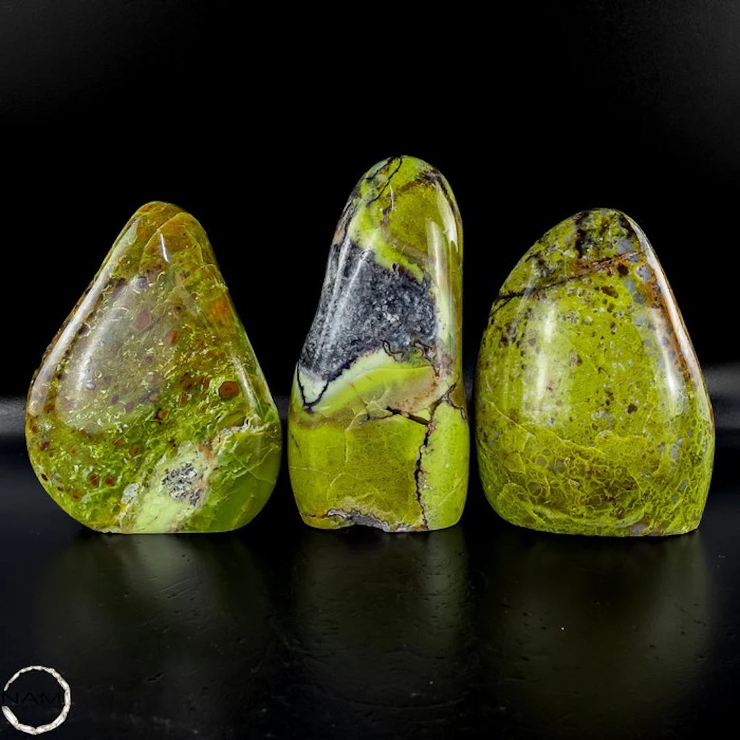 Green opal freeform set – luminous natural artworks in...