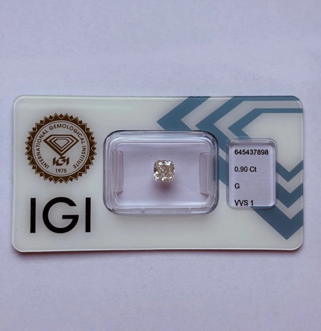 1 pcs Diamond (Natural) - 0.90 ct - Cushion - G - VVS1...