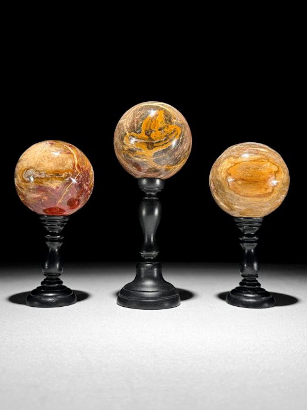 Stunning set of 3 Rare Red Petrified Wood - Fossilised...