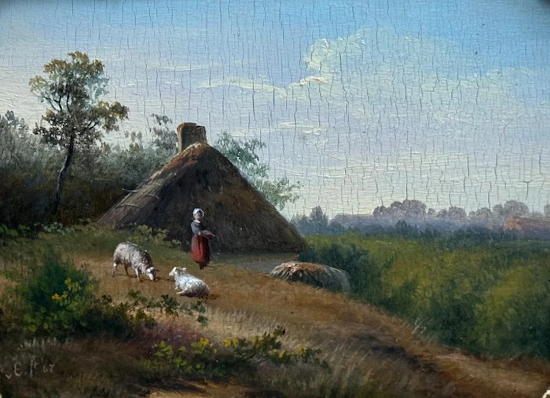 P. H. Tetar van Elven (1828-1908), Circle of - Herder met kudde schapen