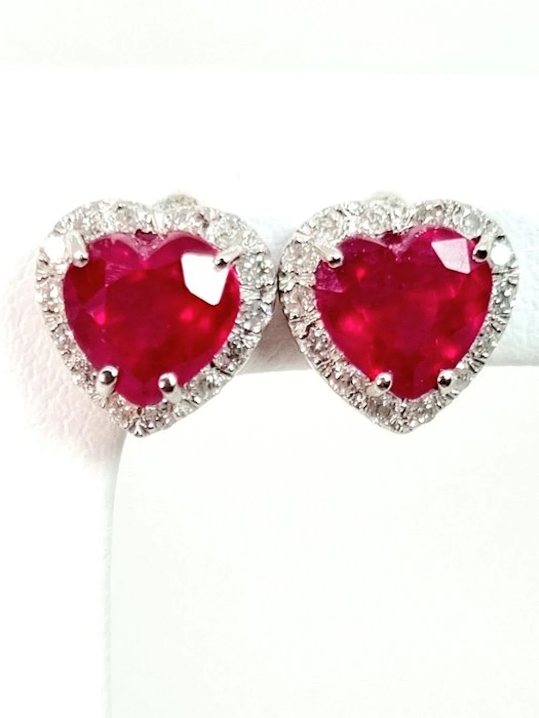 Earrings - 18 kt. White gold Ruby - Diamond