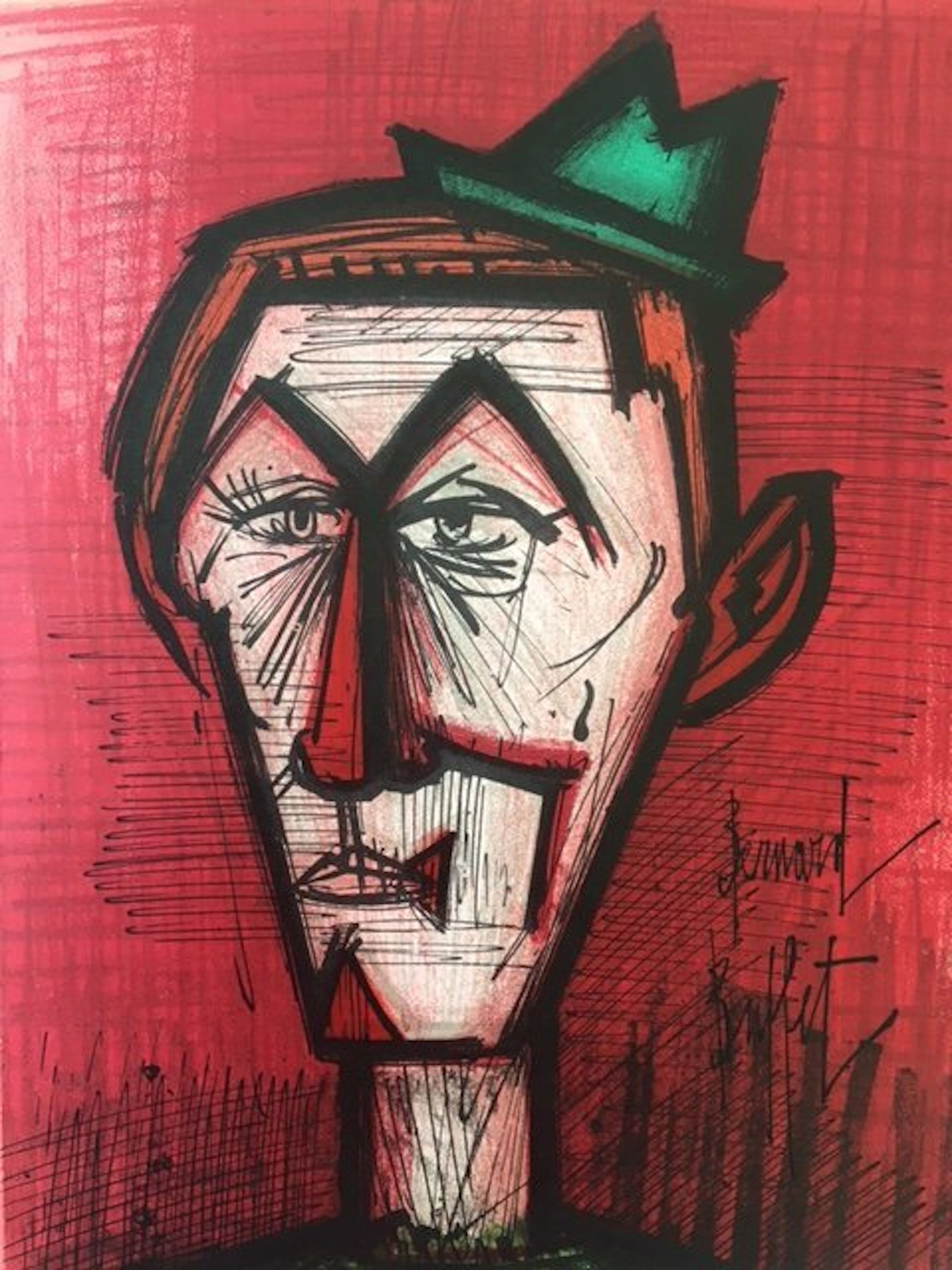 Bernard Buffet (1928-1999) - Le Clown au fond rouge