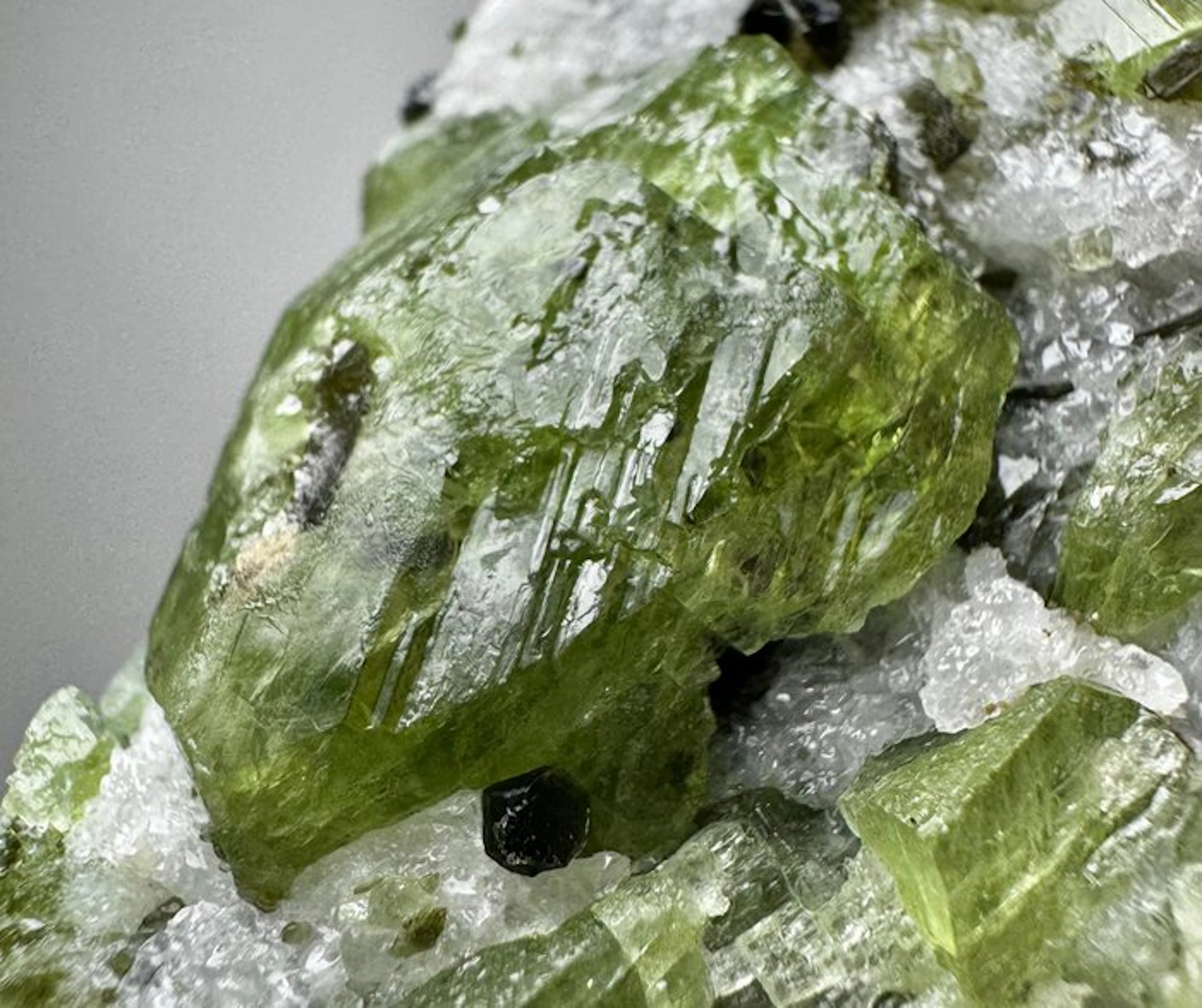 219 Gr. Top Green Diopside Crystals On Matrix Crystals on...