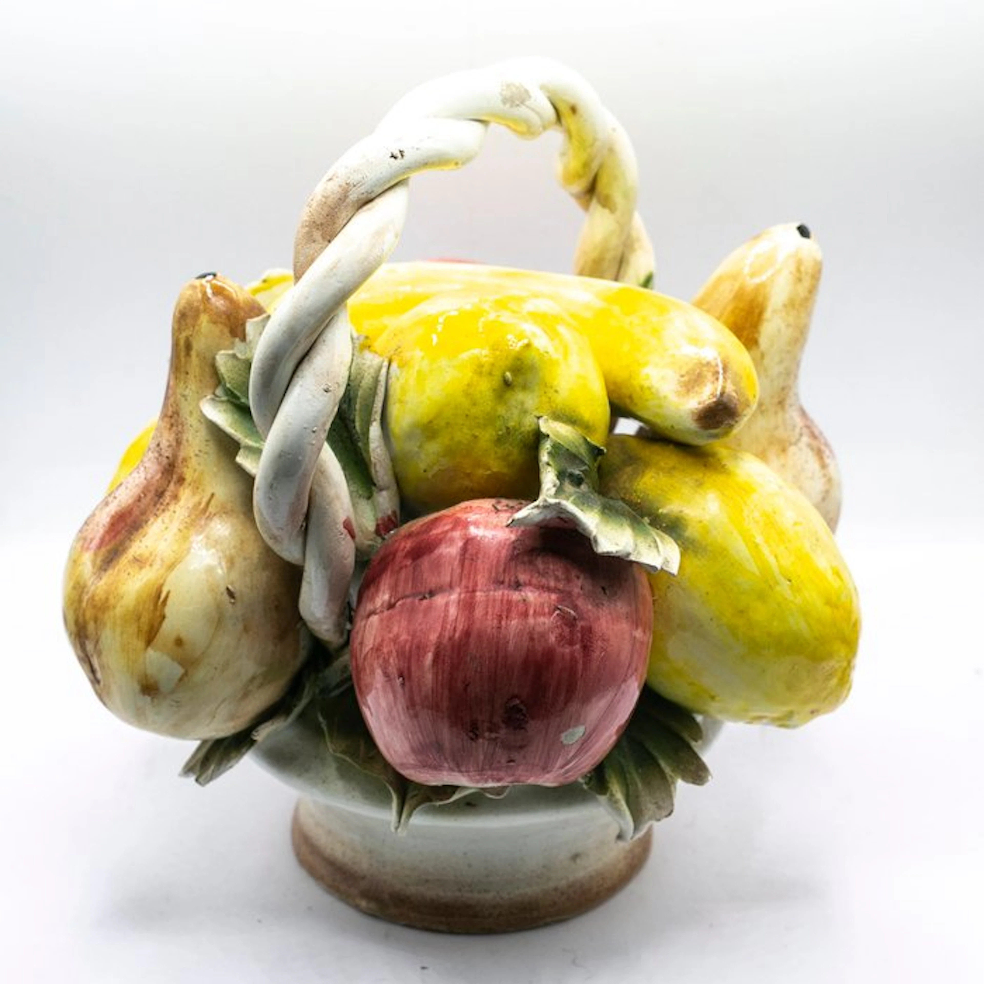 Centrepiece - Large hand-painted ceramic fruit basket – Italy