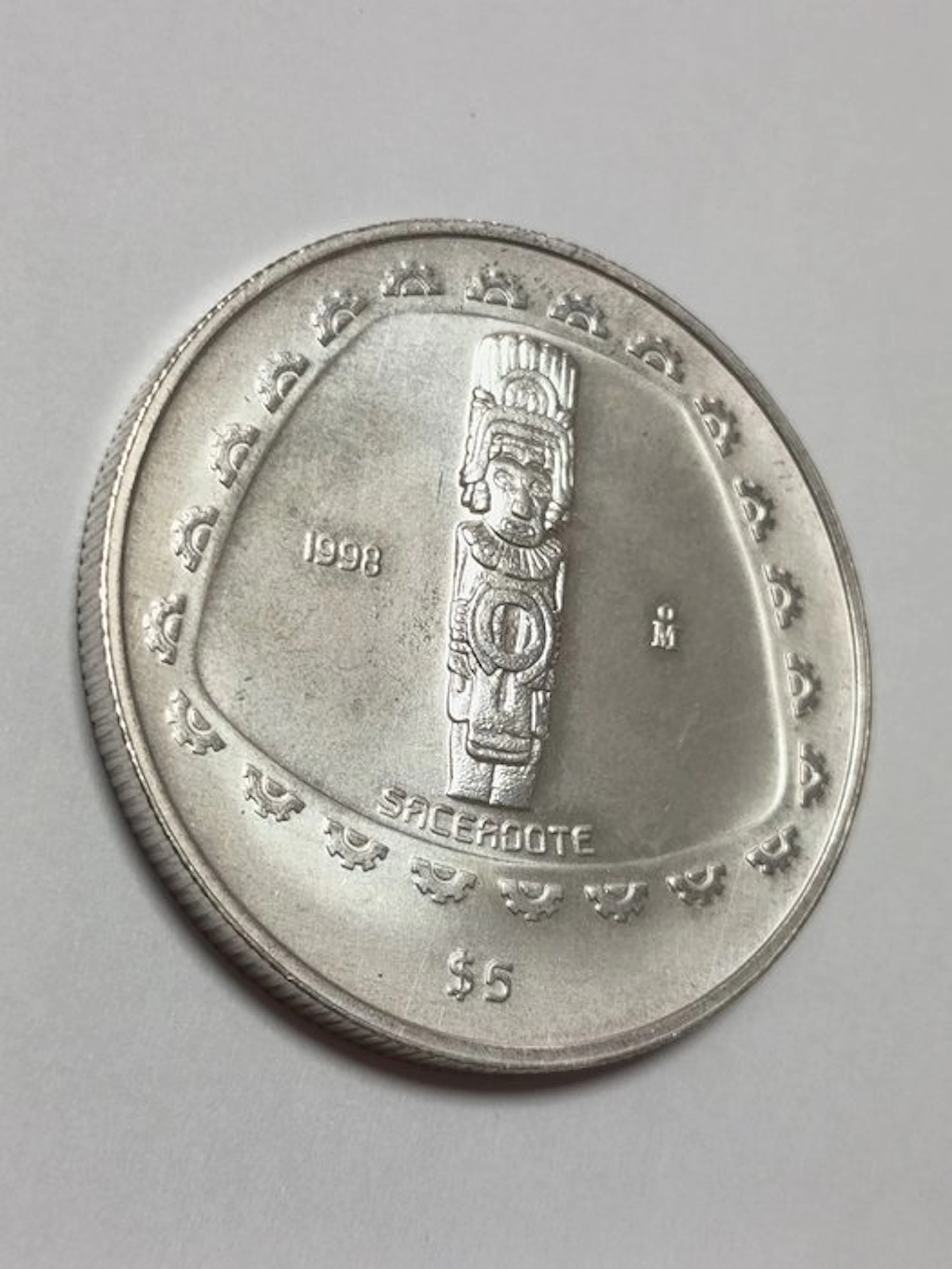 Mexico. 5 Pesos 1998 Serie precolombiana - 1 Oz 0.999 (No reserve price)