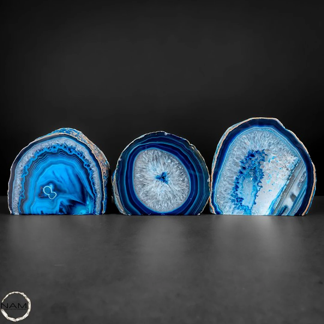 Exclusive blue agate druzy set from Brazil – Fascinating...