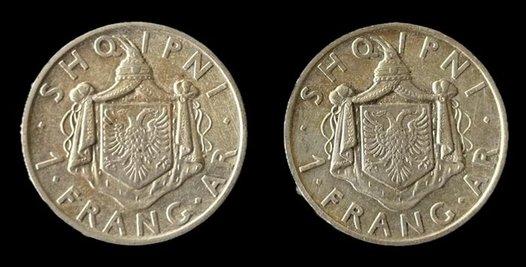Albania. Zog I. 1 Frang Ar 2x 1935/1937 (No reserve price)