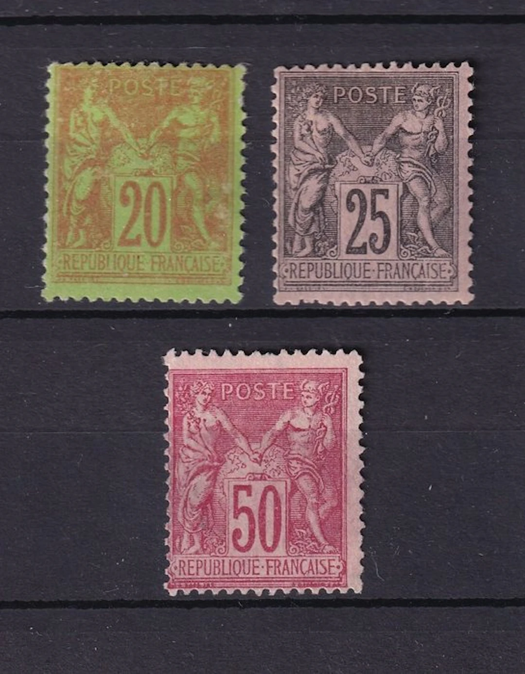 France 1878/1890 - sage - Yvert n°96/98