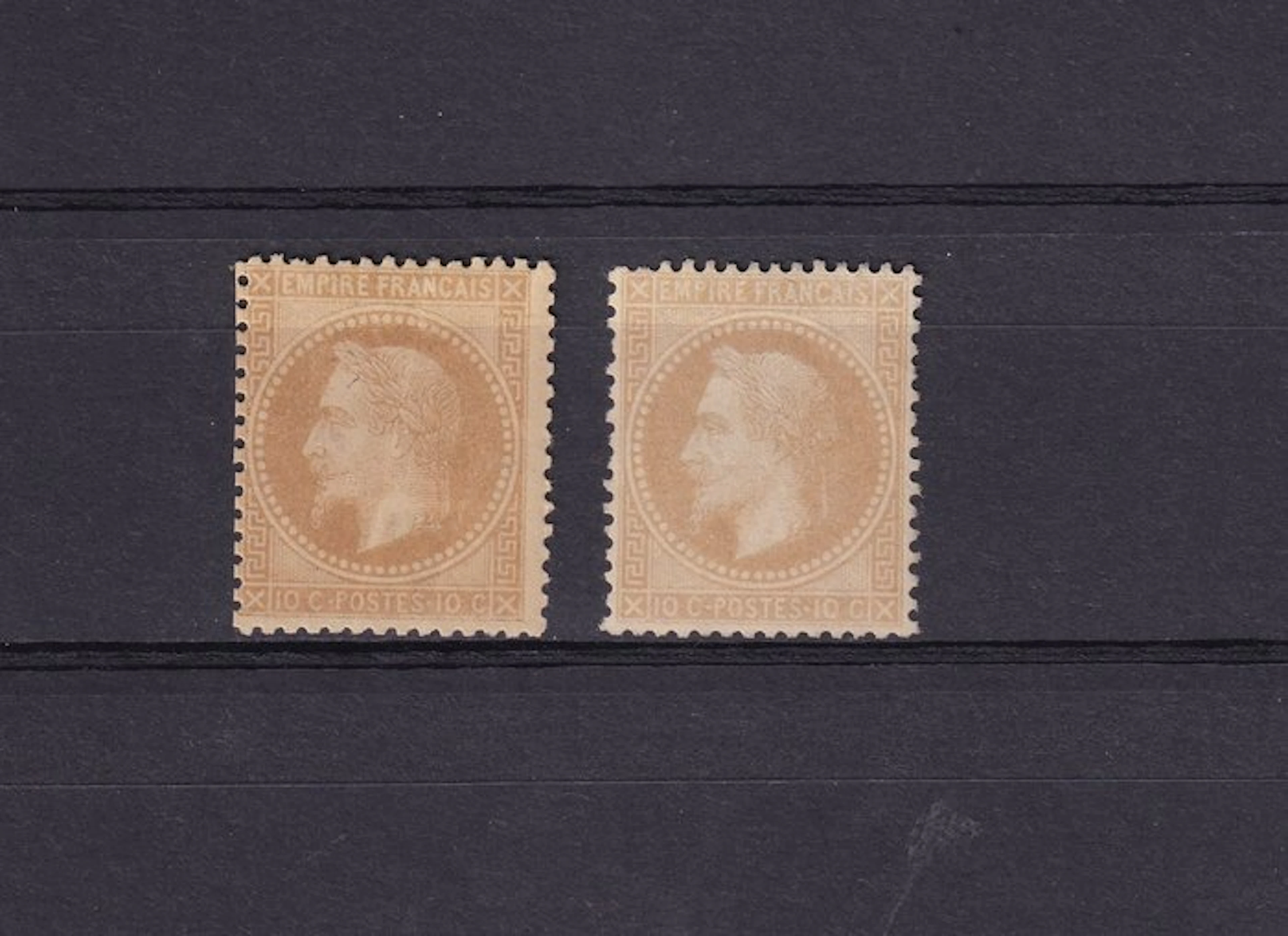 France 1867 - Value: €1,250, Napoleon 10c Type I - Yvert n°28A/28B et type II