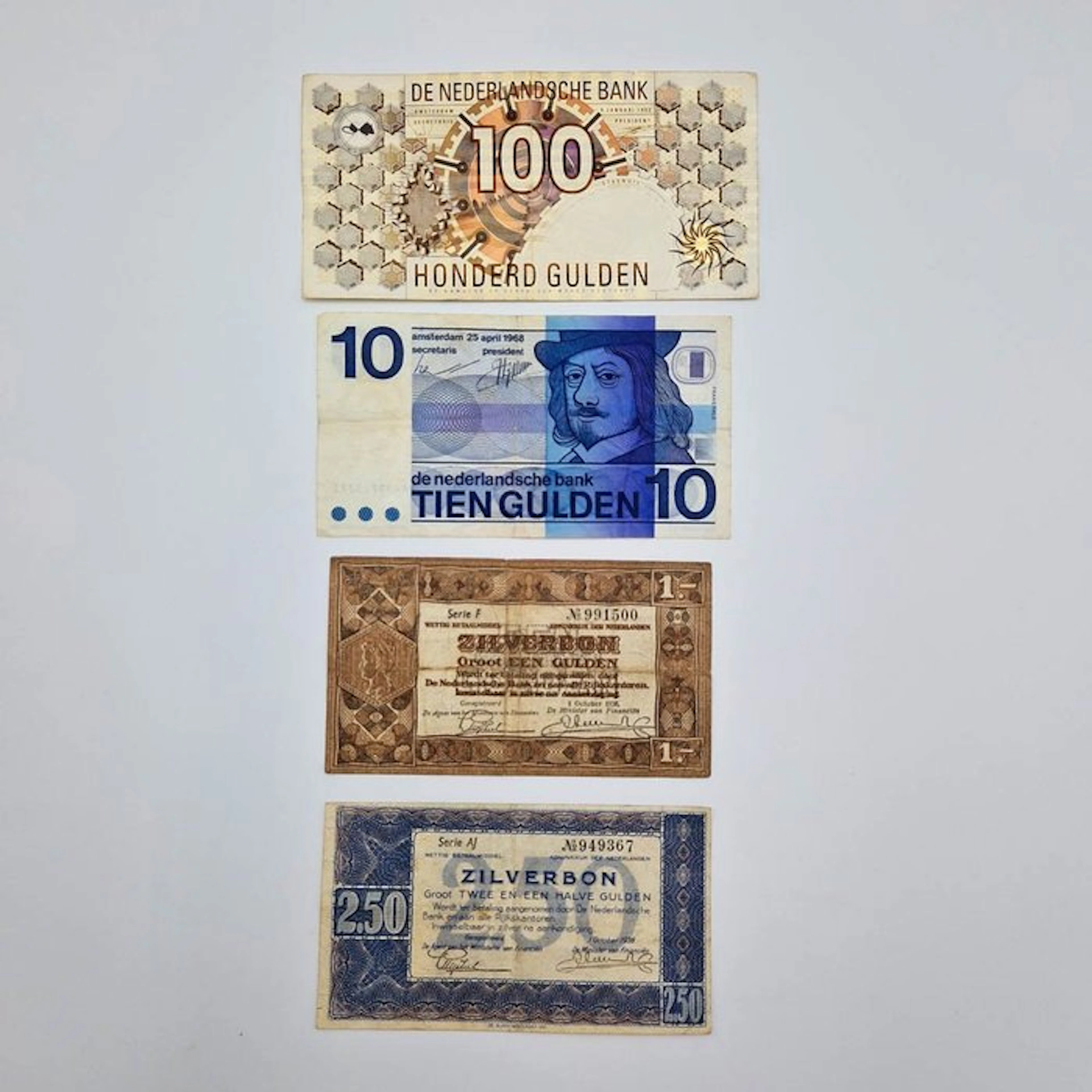 Netherlands. - 4 banknotes Gulden - Various Dates (No reserve price)