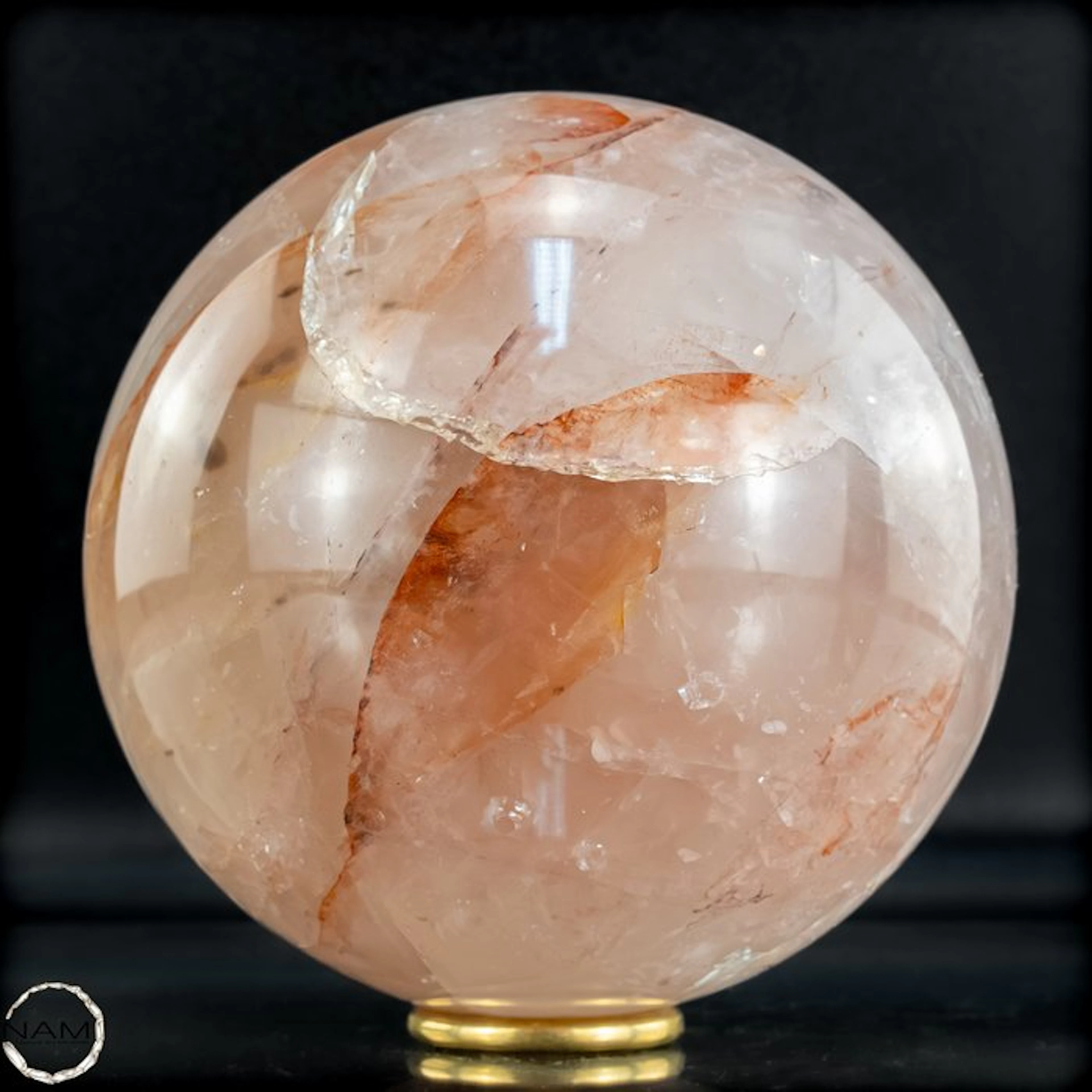 Fire quartz sphere – Fascinating inclusions in warm fire tones Sphere-