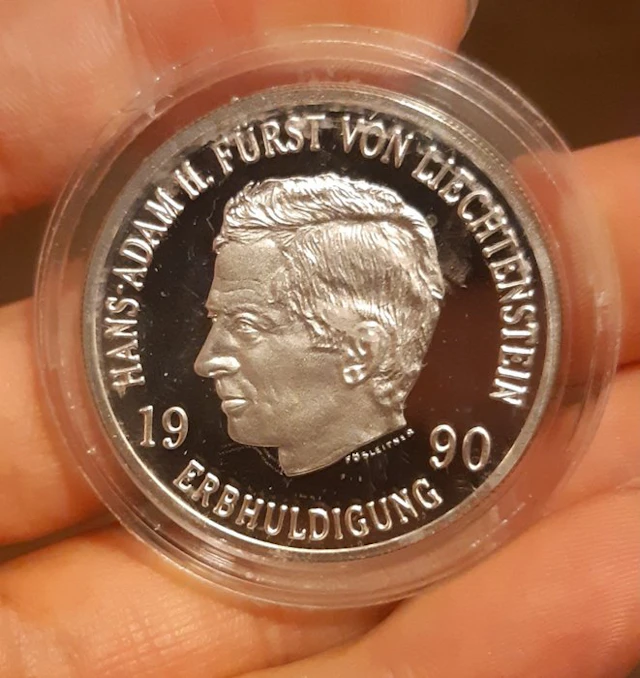 Liechtenstein. 10 Francs 1990 (No reserve price)