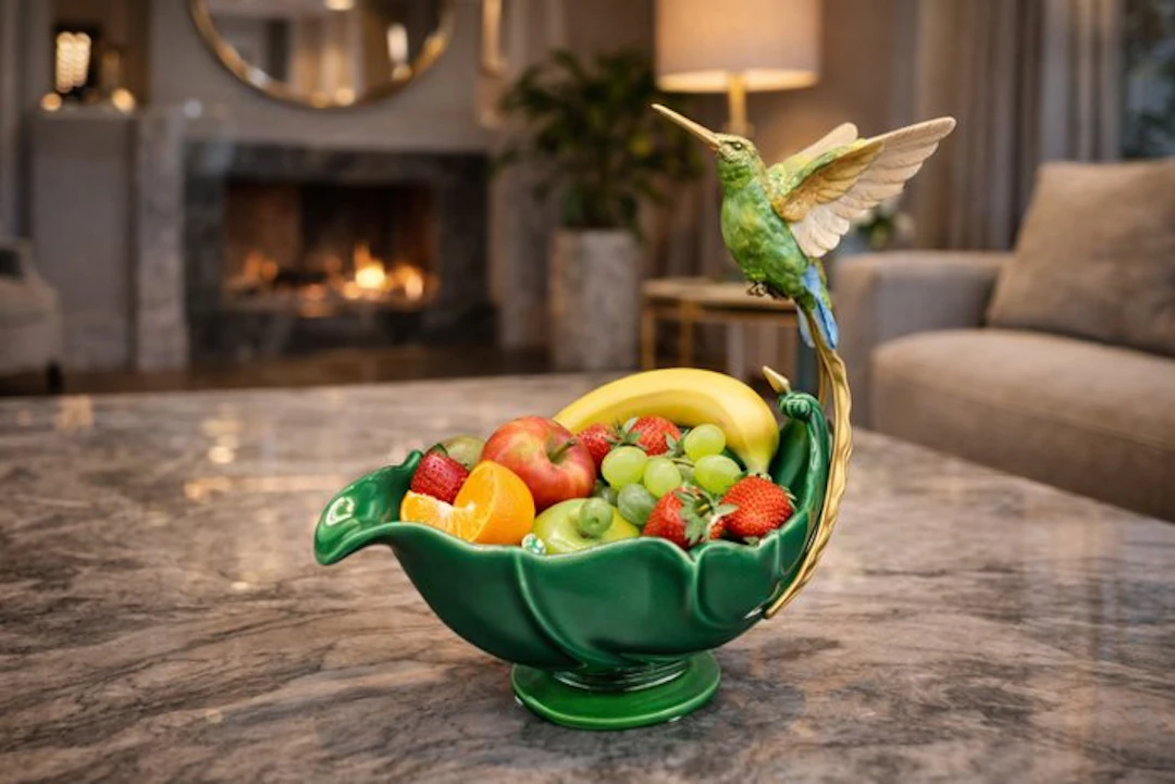 Bowl - Porcelain, Bronze - Hummingbird