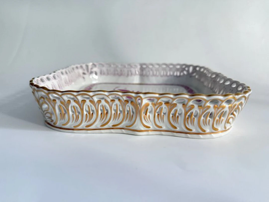 Herend - Dish - Apponyi Purpur DURCHBRUCHSCHALE flach...