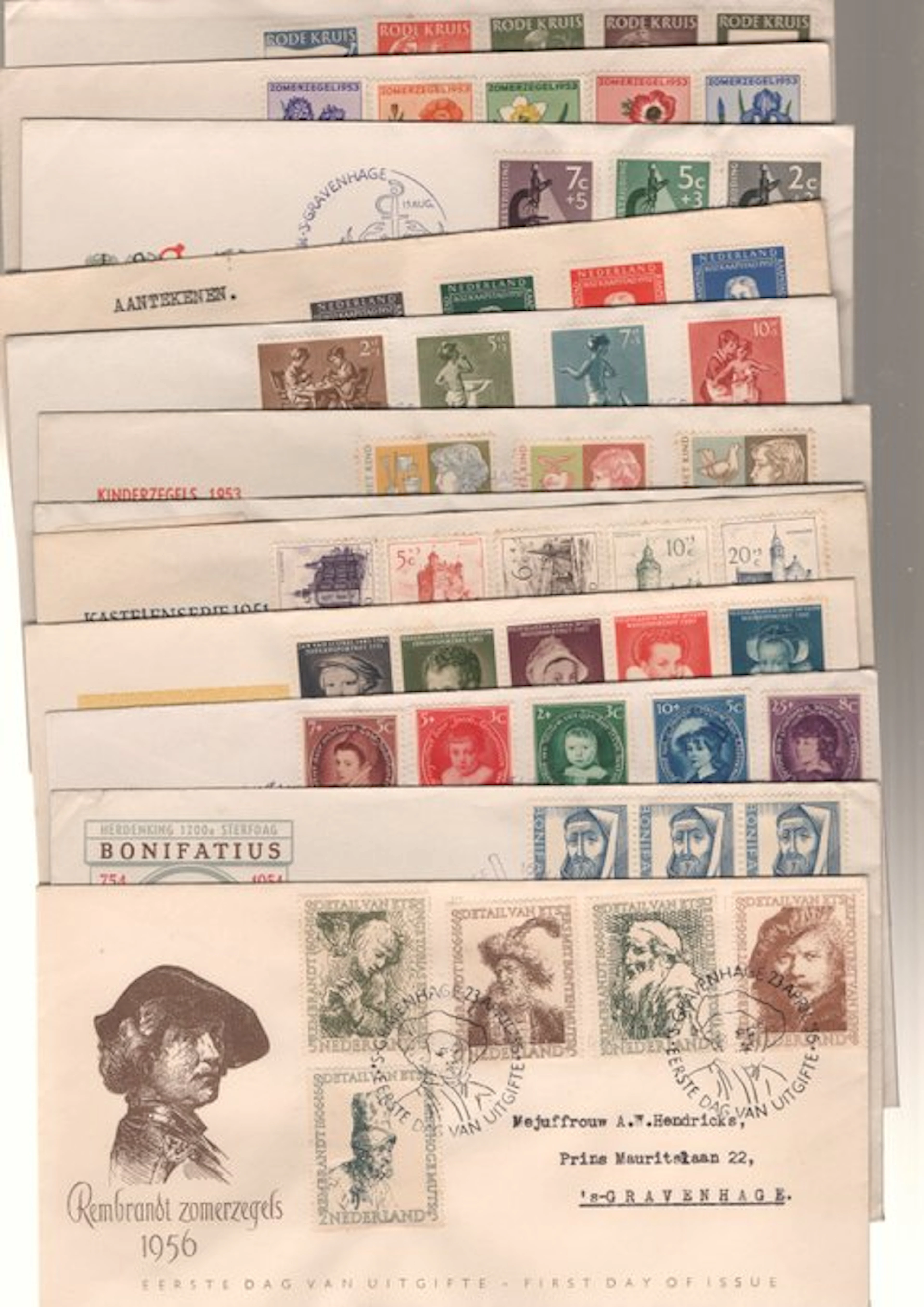 Netherlands 1953/1956 - The Netherlands: 12 better FDCs from the 1950s.