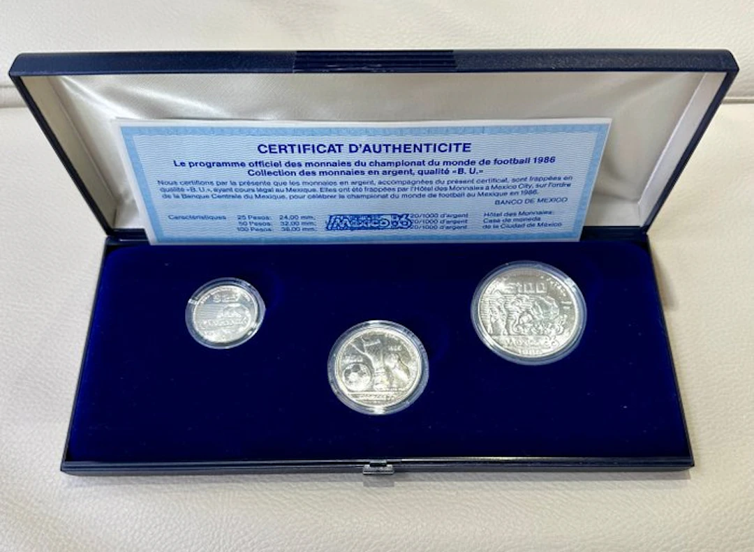 Mexico. 1986 - set di 3 monete Campionati mondiali di...