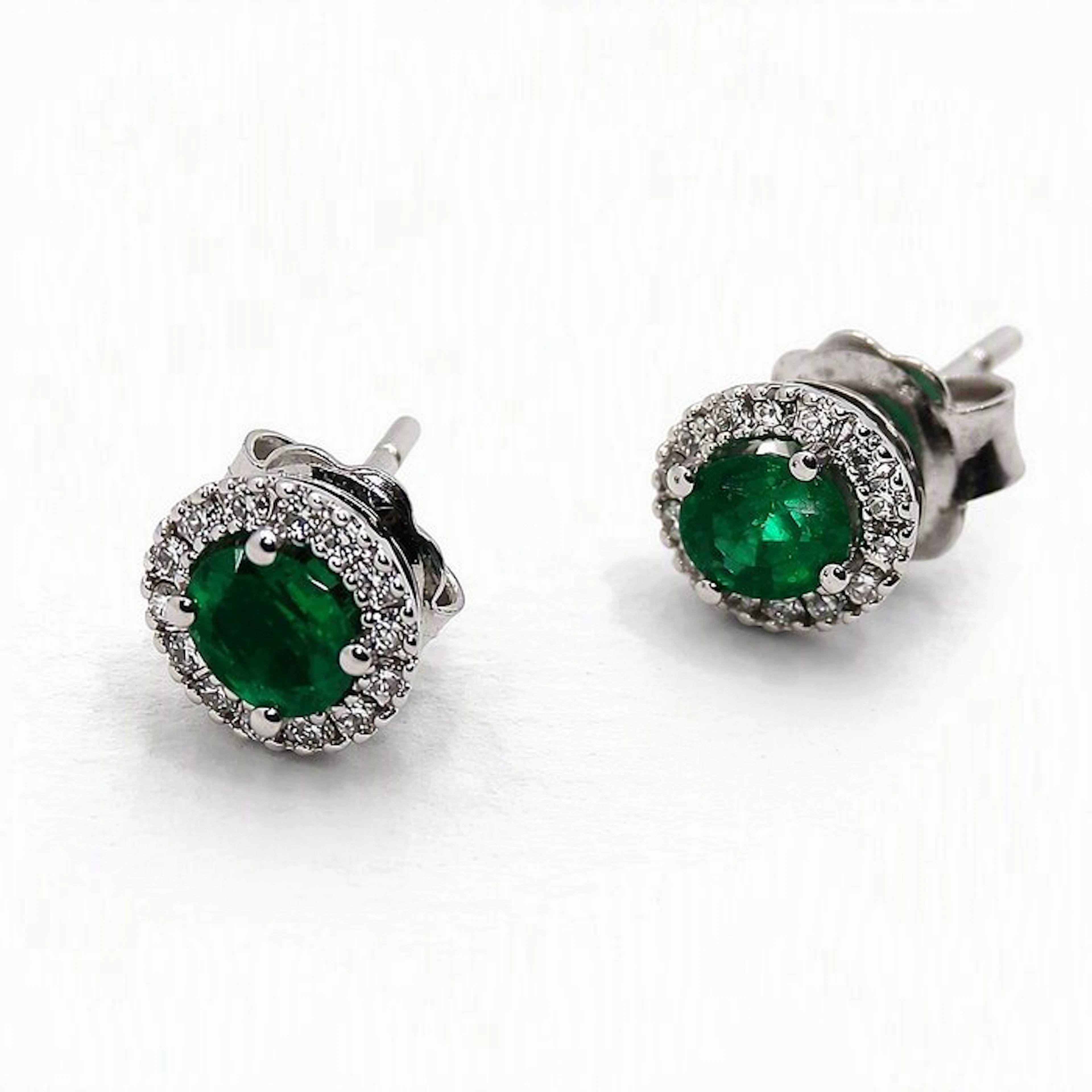 Mirco Visconti - Earrings - 18 kt. White gold Diamond (Natural) - Emerald