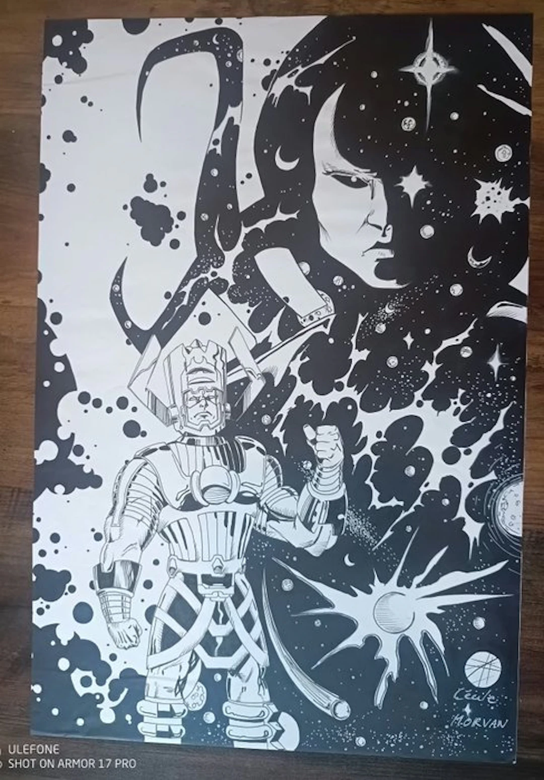 Cécile Morvan - 1 Original drawing - Eternity et Galactus - Peinture et encrage