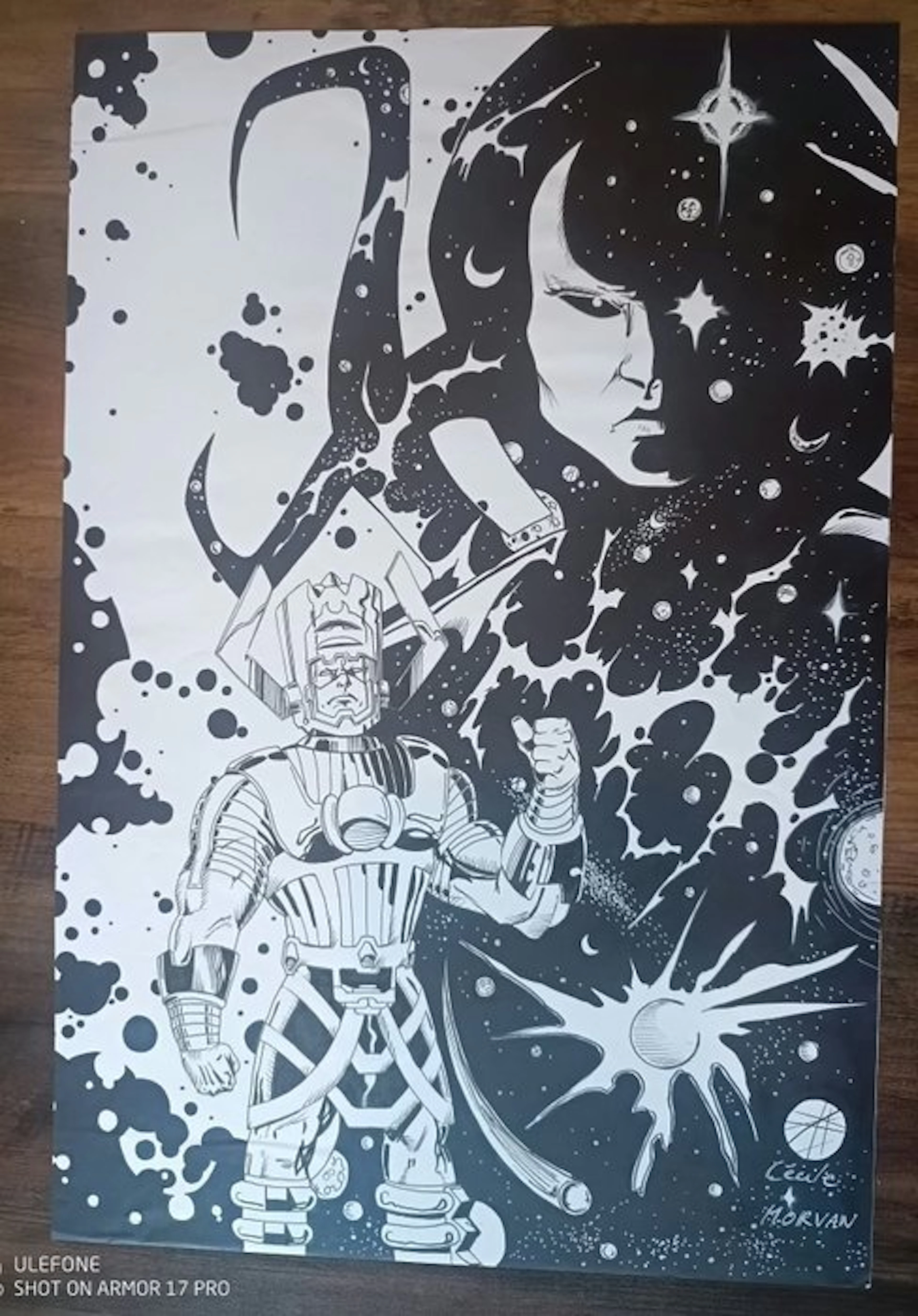 Cécile Morvan - 1 Original drawing - Eternity et Galactus - Peinture et encrage