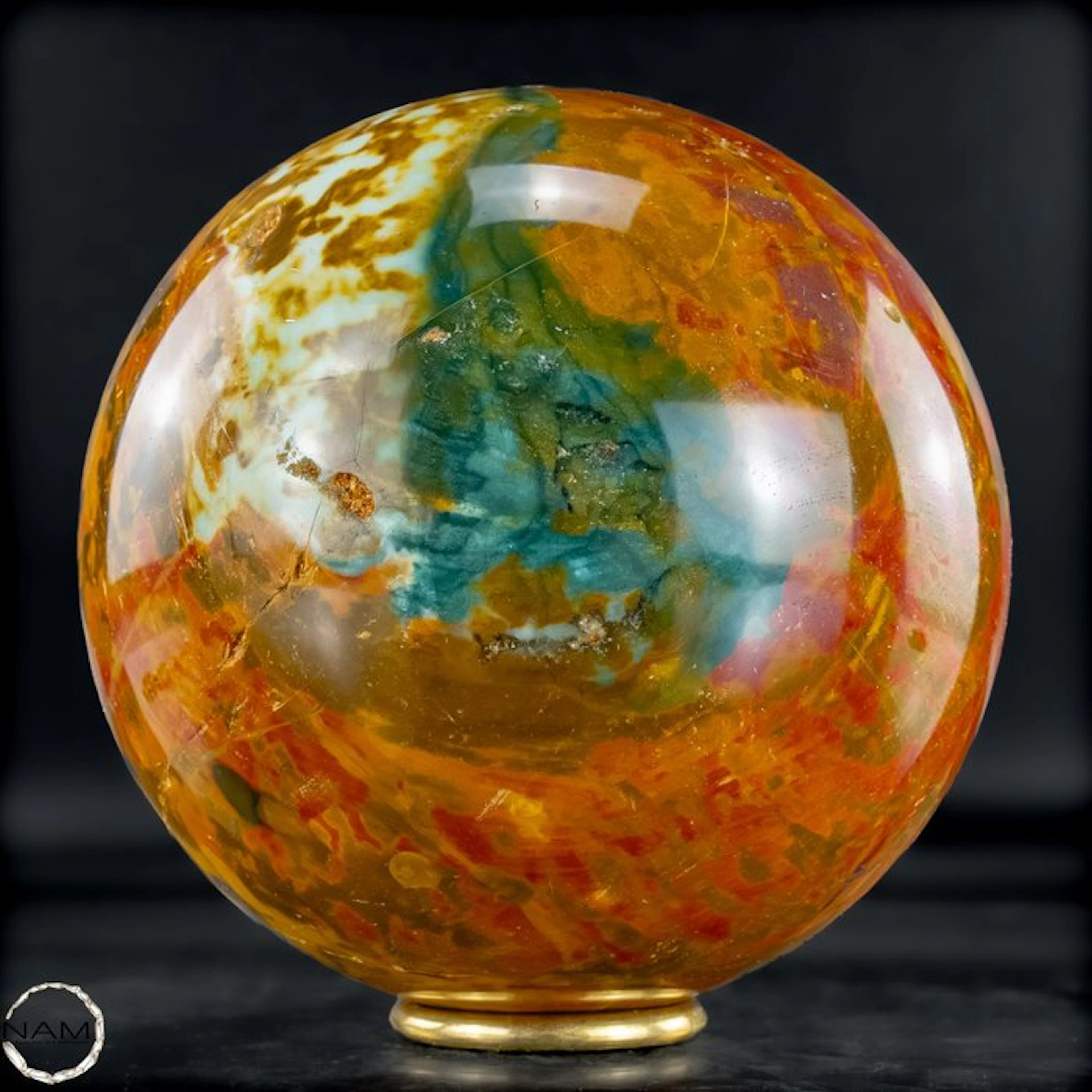 Natural Ocean Jasper sphere - soft pastel tones with...