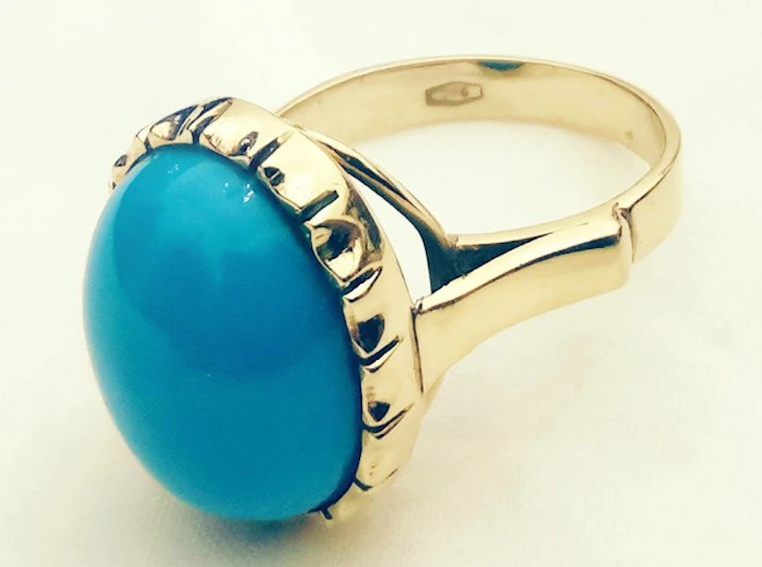 Ring - 18 kt. Yellow gold Turquoise