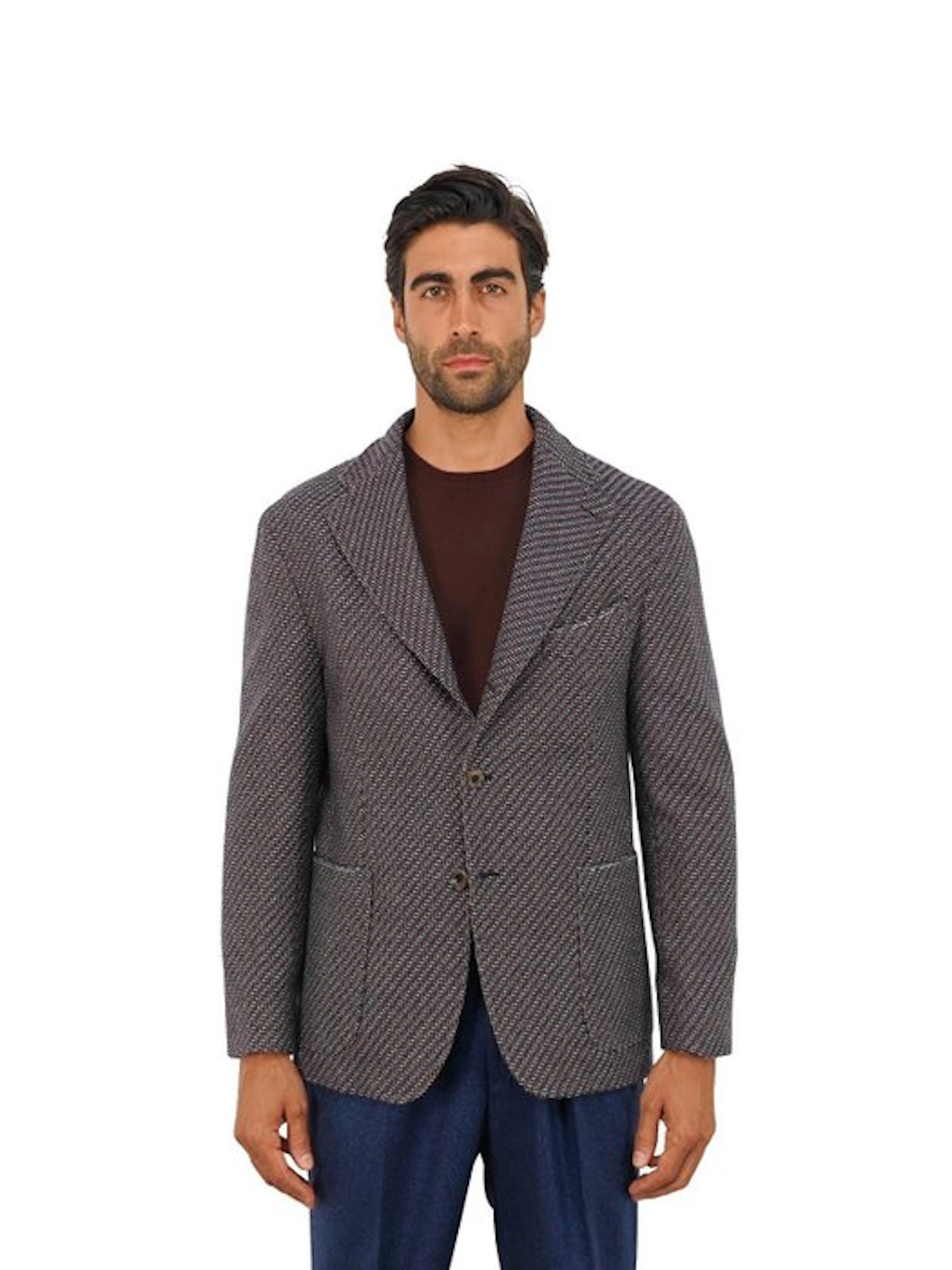 RUBINACCI NAPOLI - 56 IT - Blue Herringbone Jacket Sport...