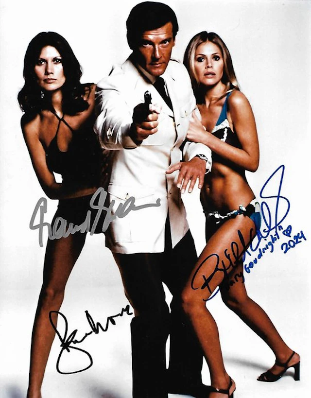 Roger Moore,Britt Ekland as "Mary Goodnight" and Maud...