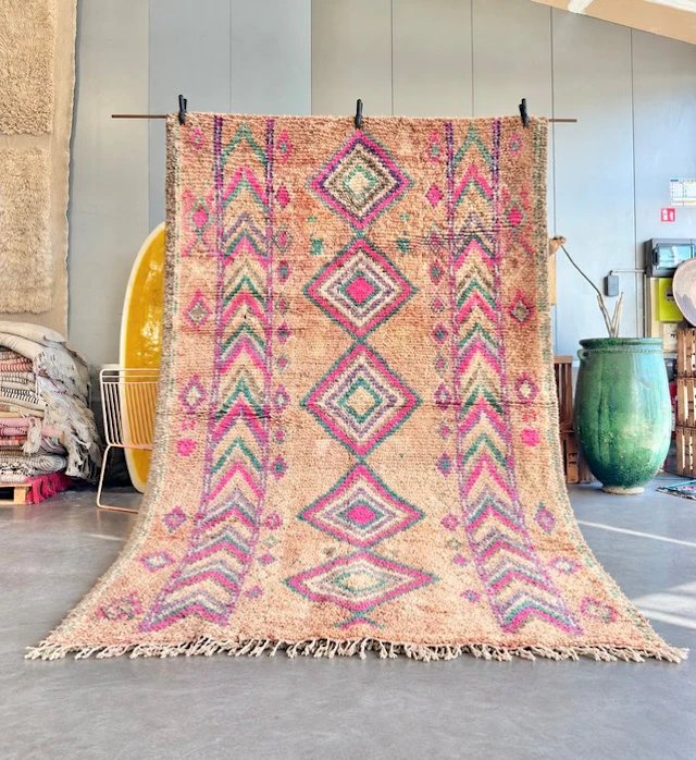 Moroccan Berber Rug – Wool – Colourful Diamonds and...