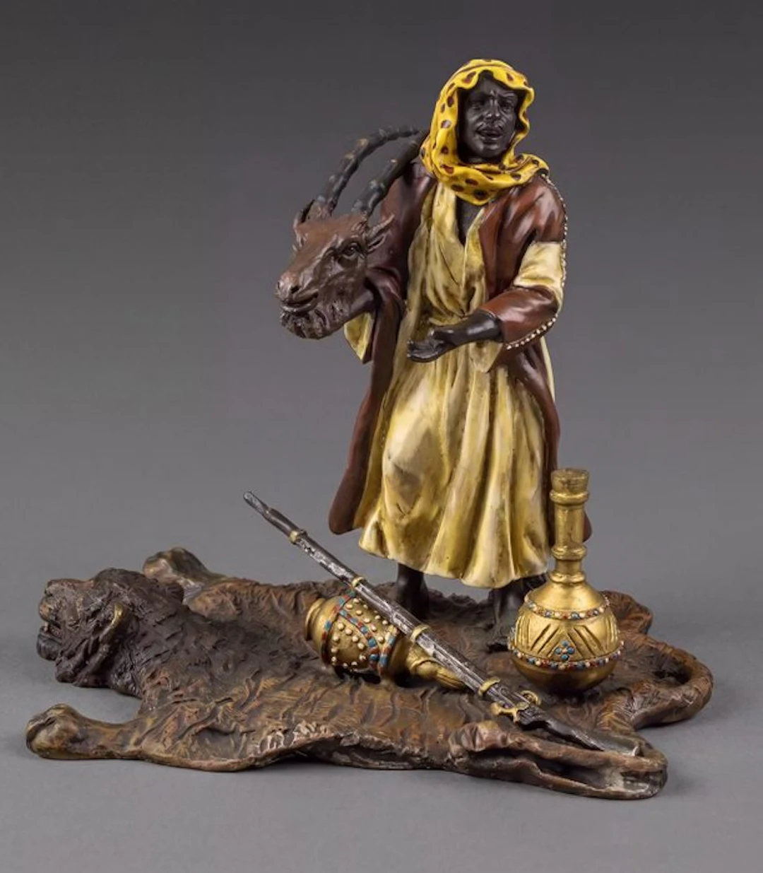 Statue, Arabische jager - 14.5 cm - Bronze