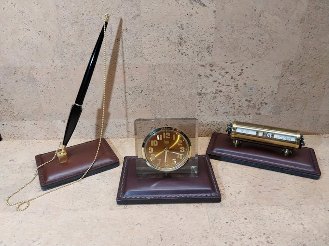 Europa - Desk set (3) - Leather, Copper