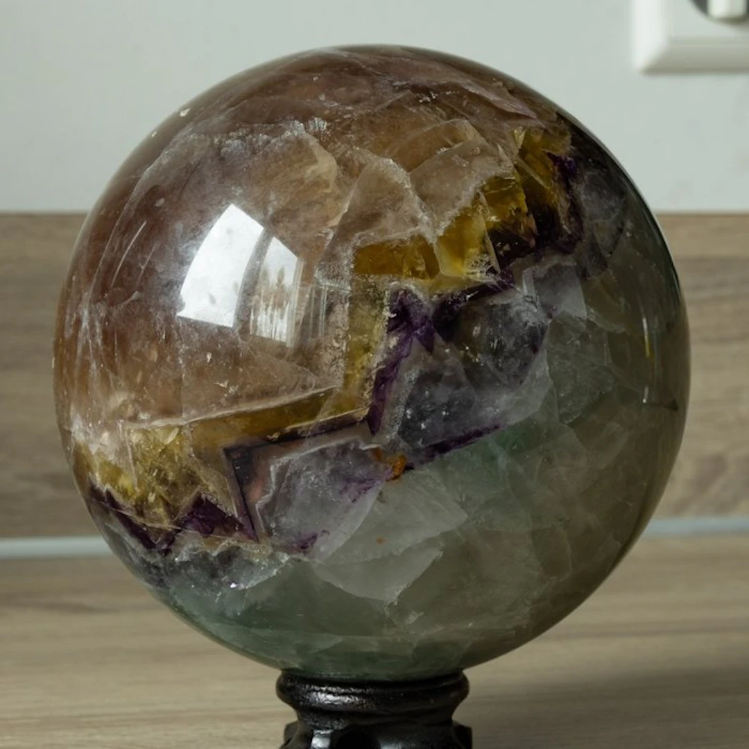 Fluorite Fine polished Multicolor fluorite sphere...
