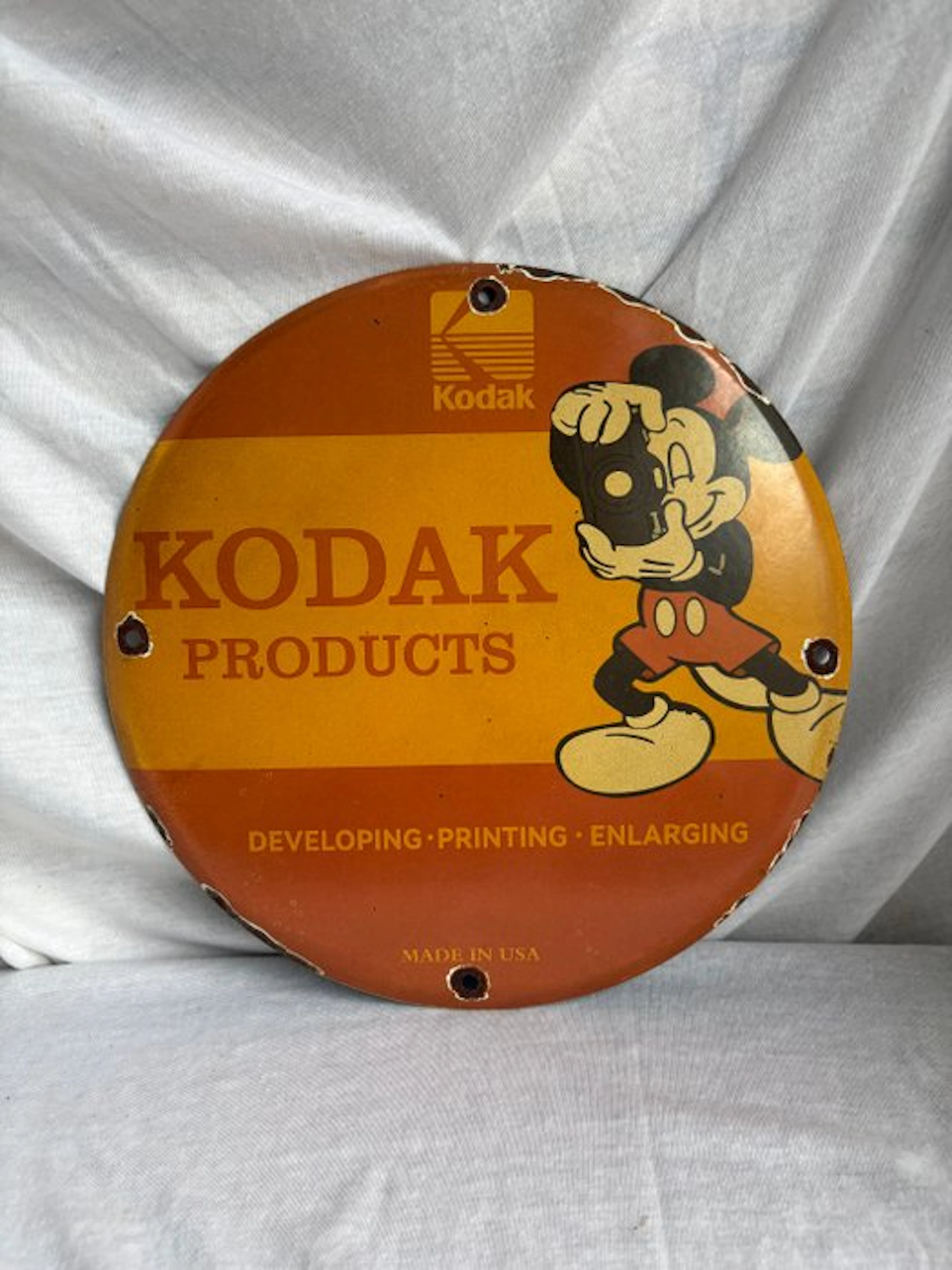 Kodak Products Mickey Mouse – Rond Emaille Reclamebord –...