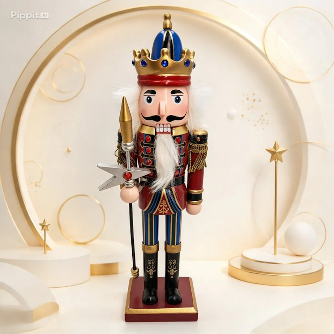 Figurine - Schiaccianoci Decorativo Re in Legno - Resin