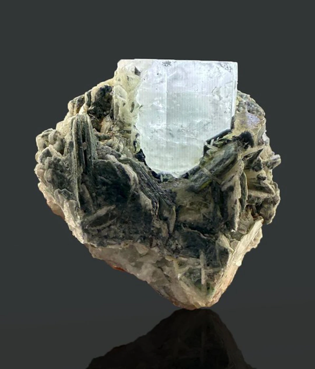 Natural Goshenite Beryl Crystal on Cleavelandite Matrix –...