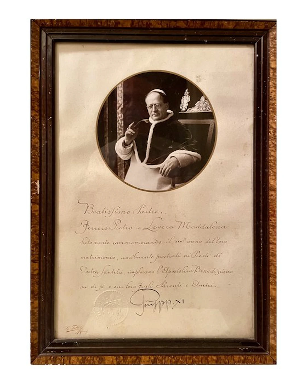 Pope Pius XI - A precious and rare Apostolic Blessing...